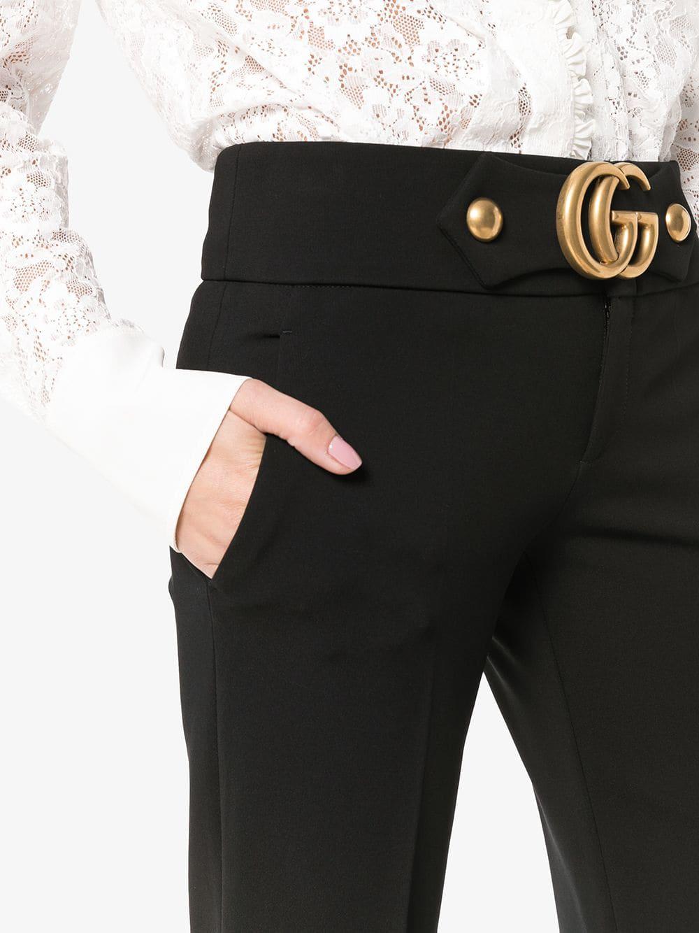 Gucci Stretch Viscose Pant With Double G in Black Lyst