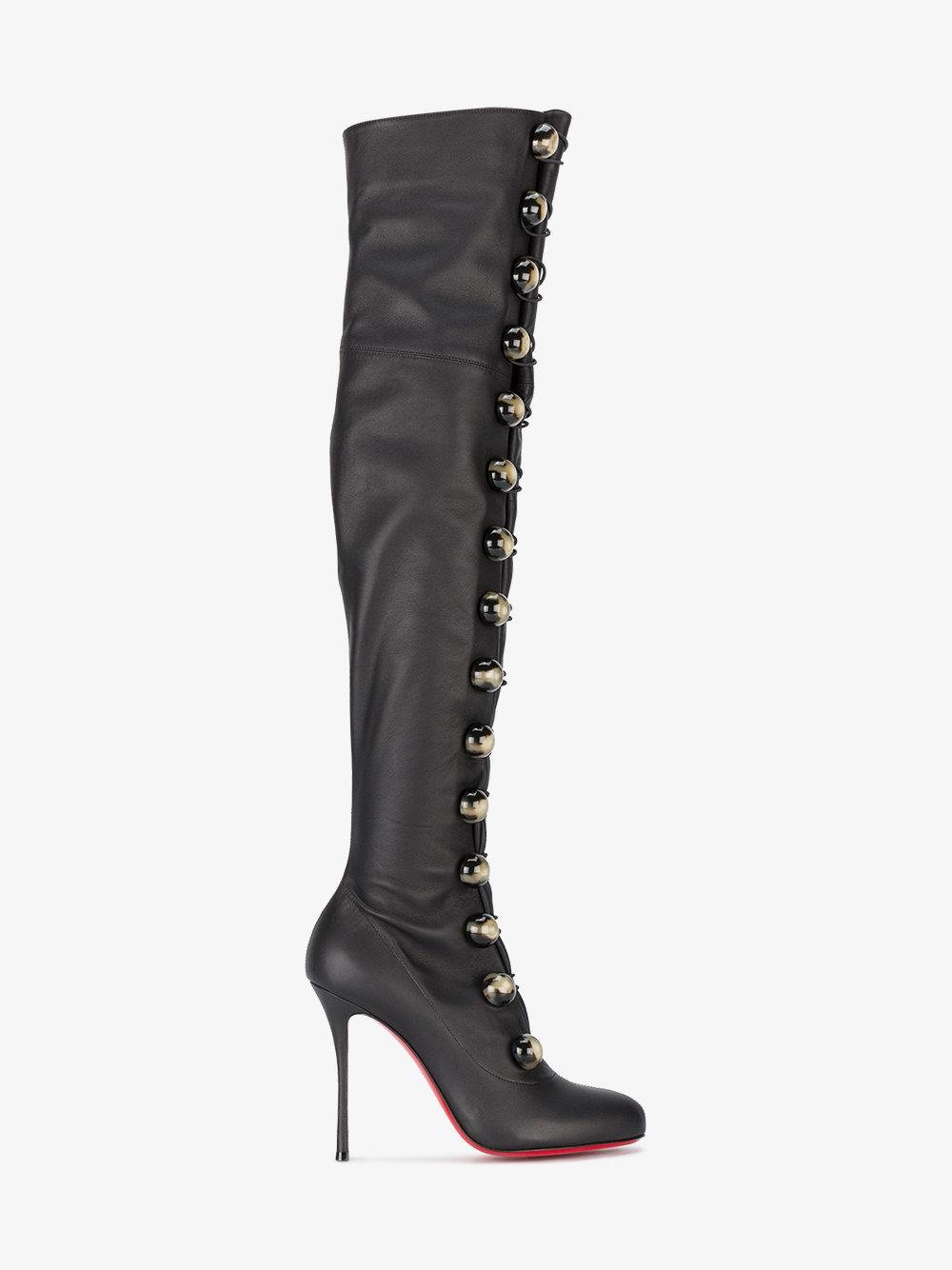 lever Rasende Påstået Christian Louboutin Fabiola 100 Lace-up Thigh-high Boots in Black | Lyst  Australia