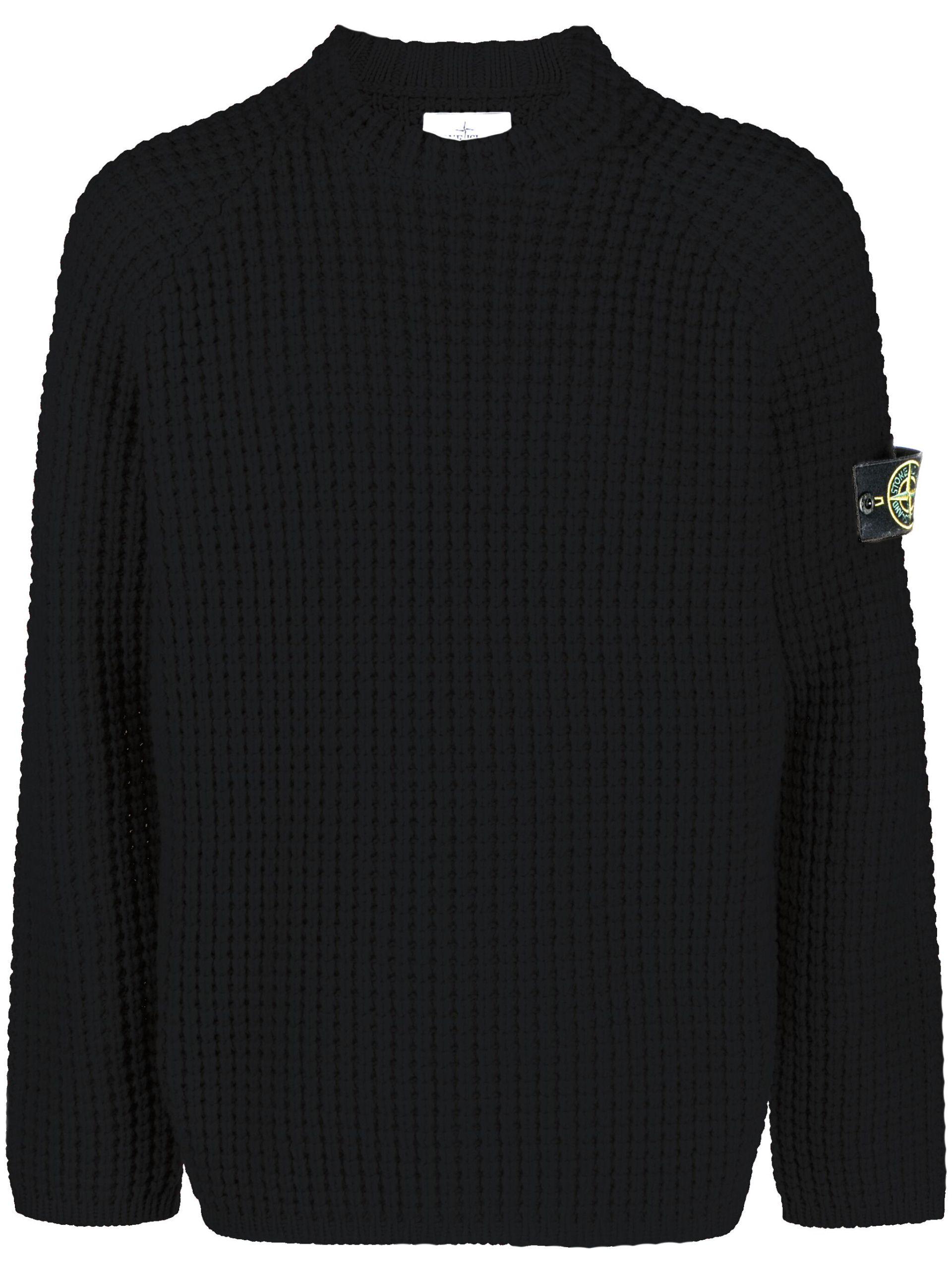 Stone Island Compass logo Waffle knit Jumper in Black for Men