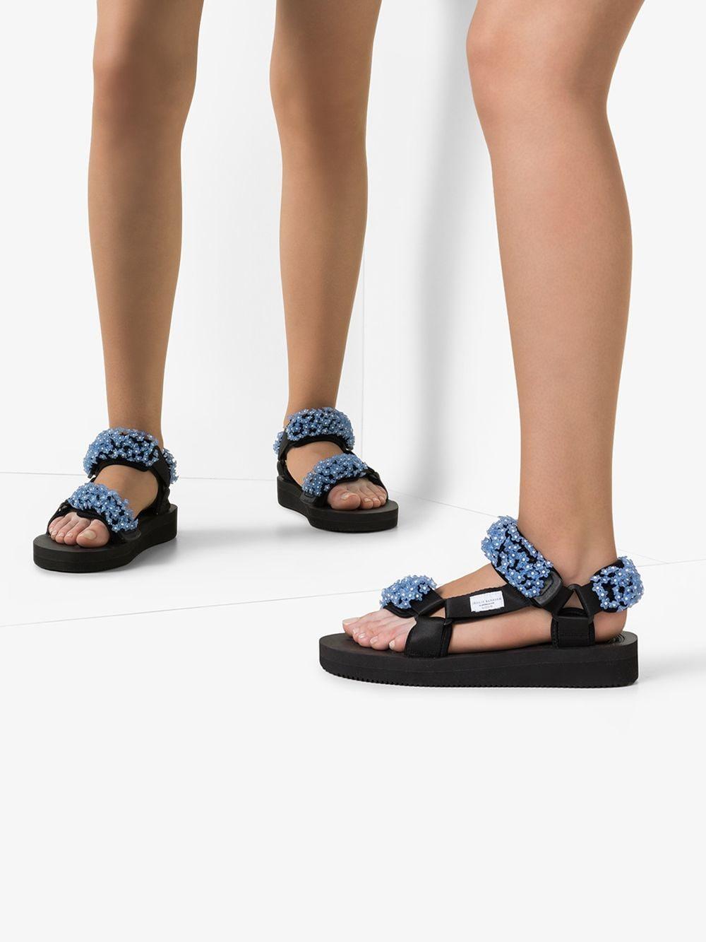 Cecilie Bahnsen X Suicoke Maria Beaded Velcro-strap Sandals in 