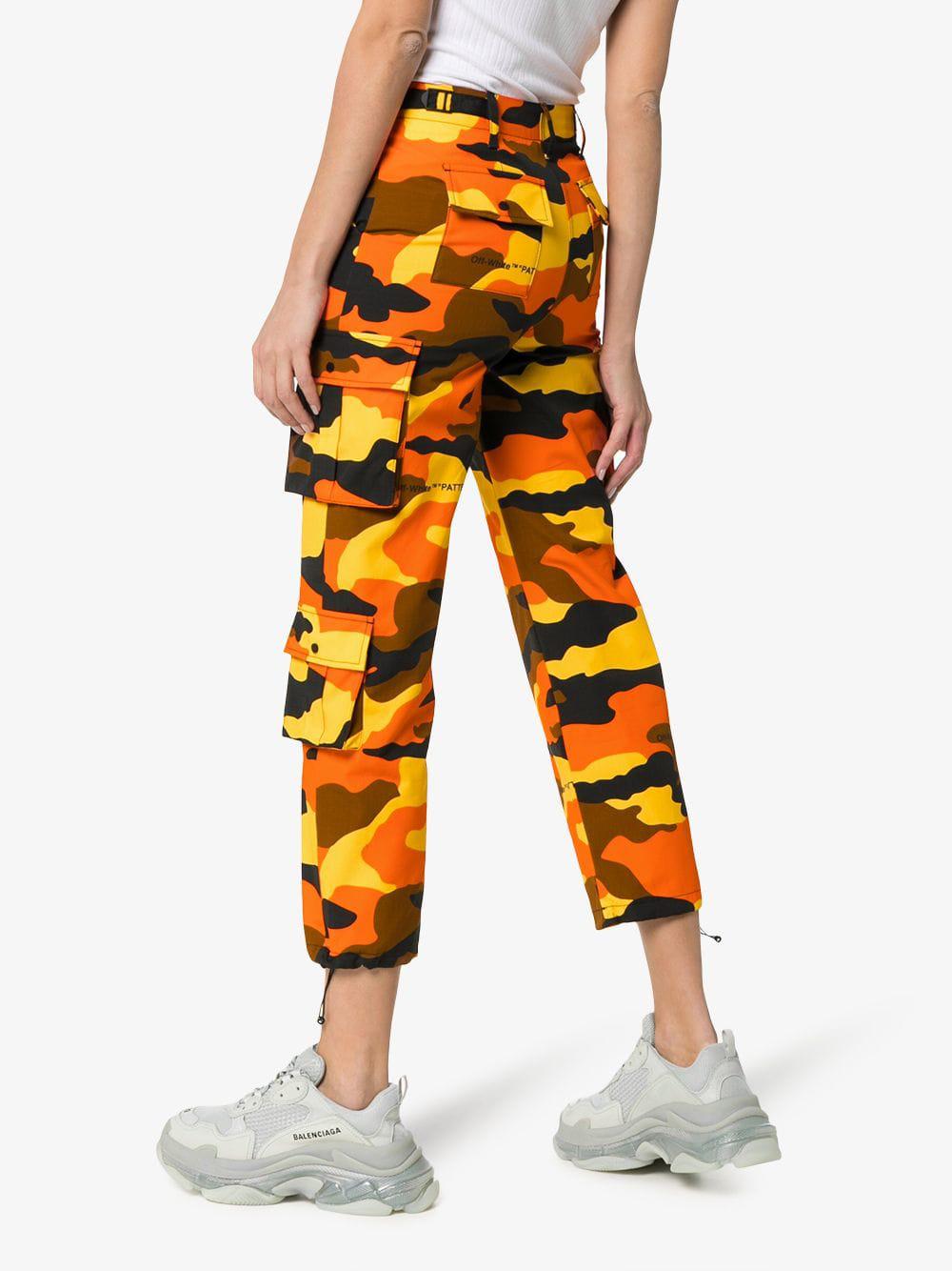 orange and white camo pants