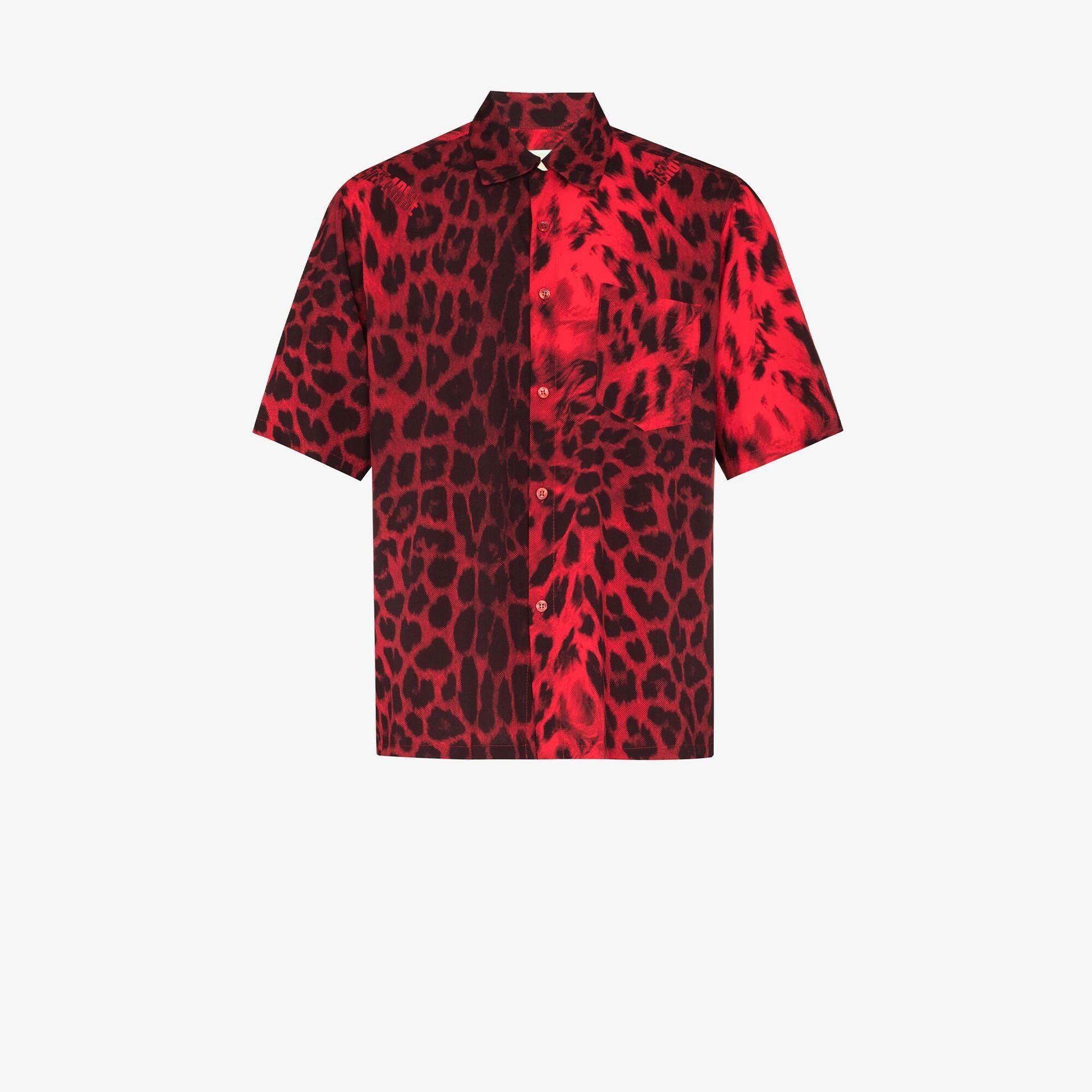 Aries Leopard Print Shirt in Red for Men Lyst