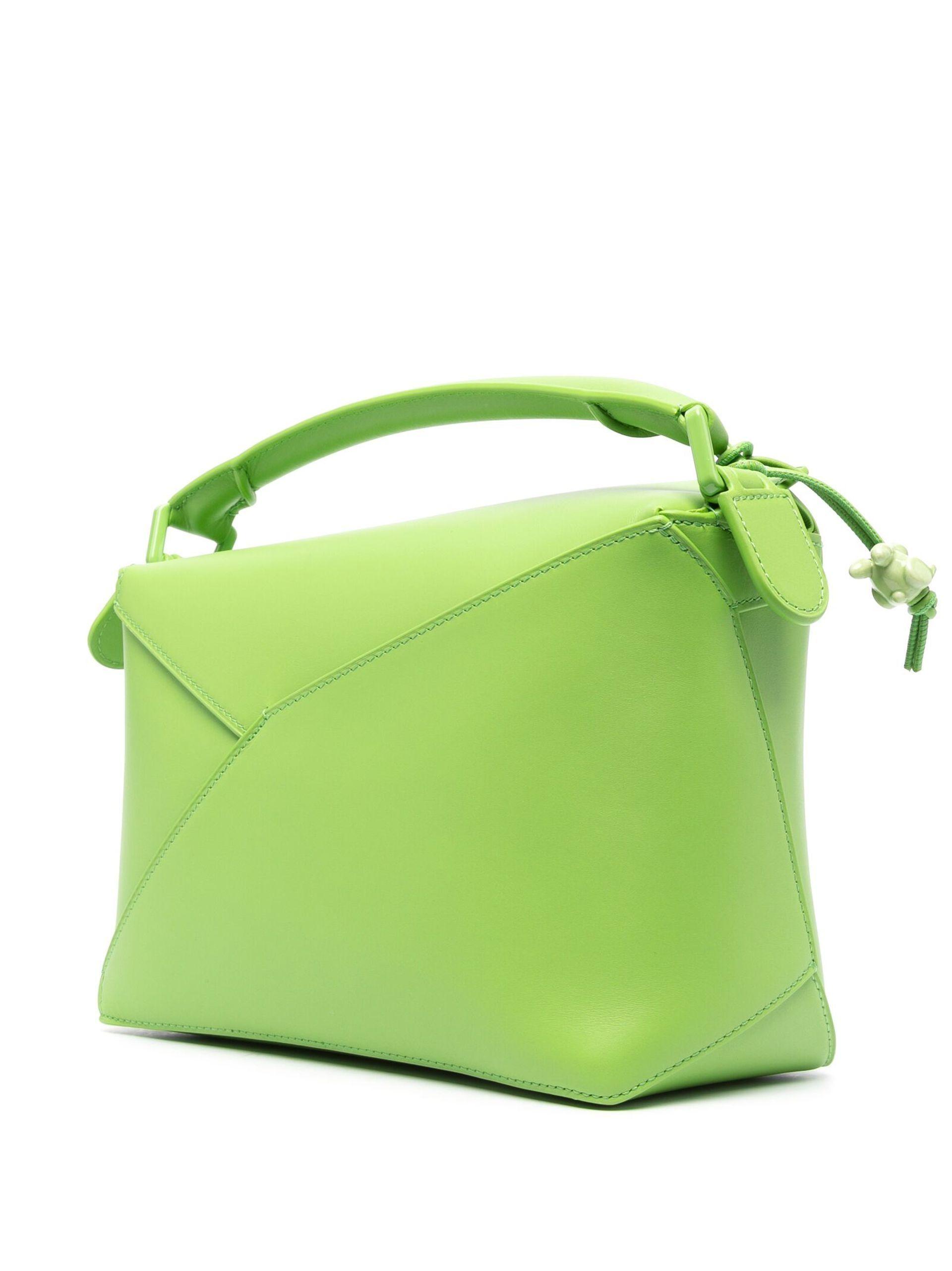 Loewe Puzzle Edge Small Two-tone Textured-leather Shoulder Bag in Green