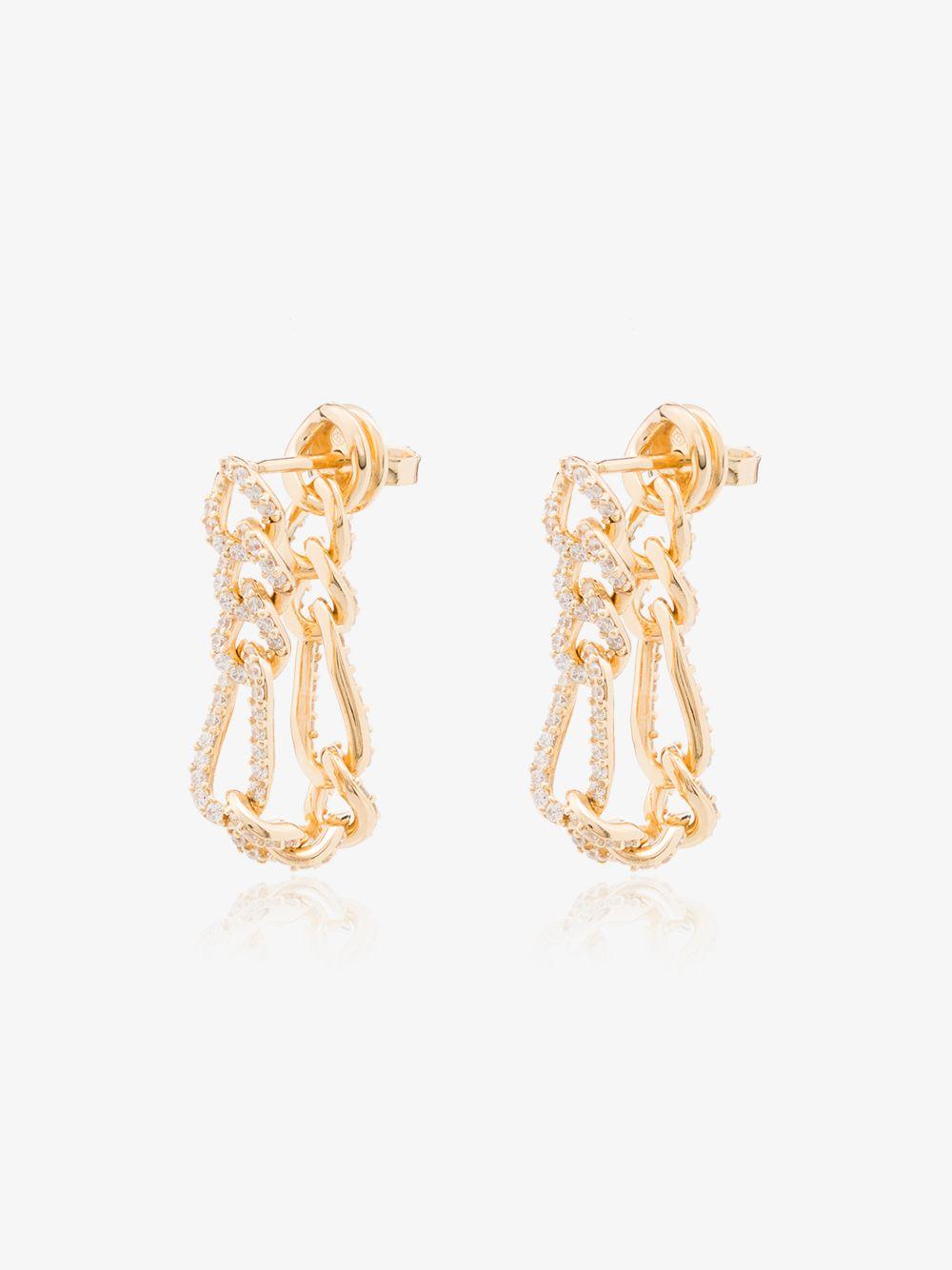 Bottega Veneta 18k Gold-plated Crystal Chain Loop Earrings in Metallic