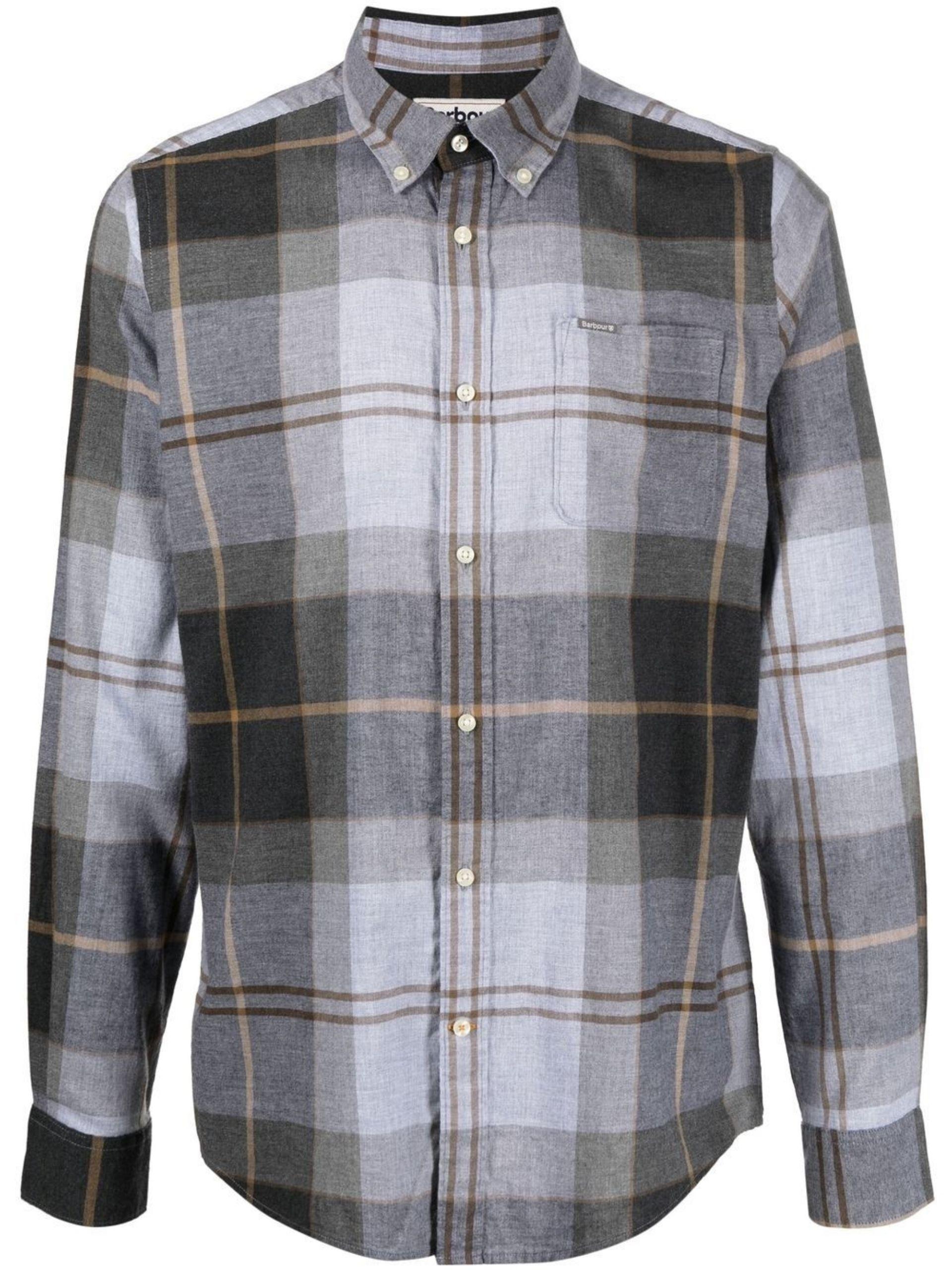 Barbour Check Long-sleeve Shirt in Gray for Men | Lyst