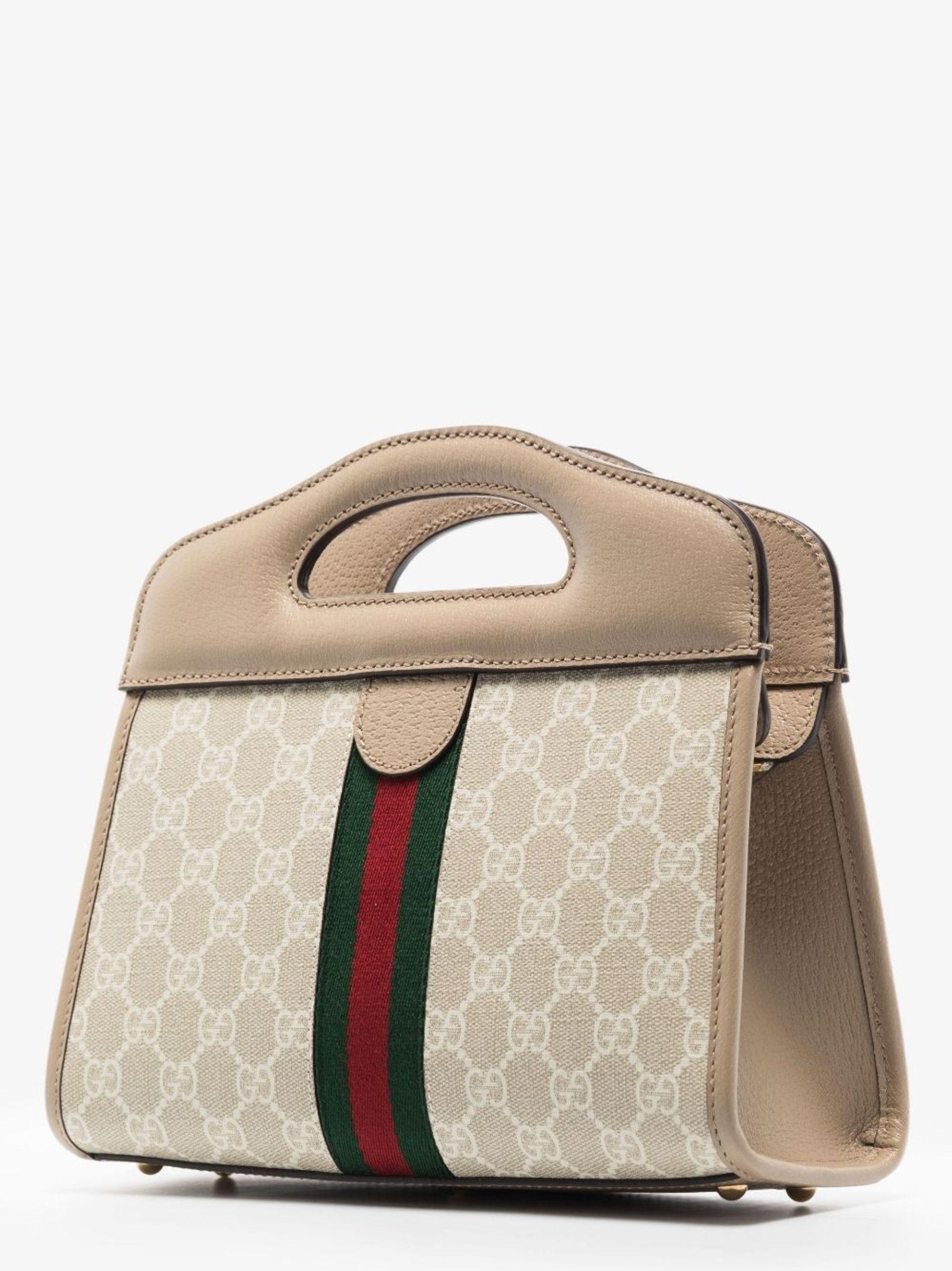 Gucci Neutral Ophidia Small gg Supreme Top Handle Bag - Women's -  Canvas/leather/cotton/linen/flax in Metallic