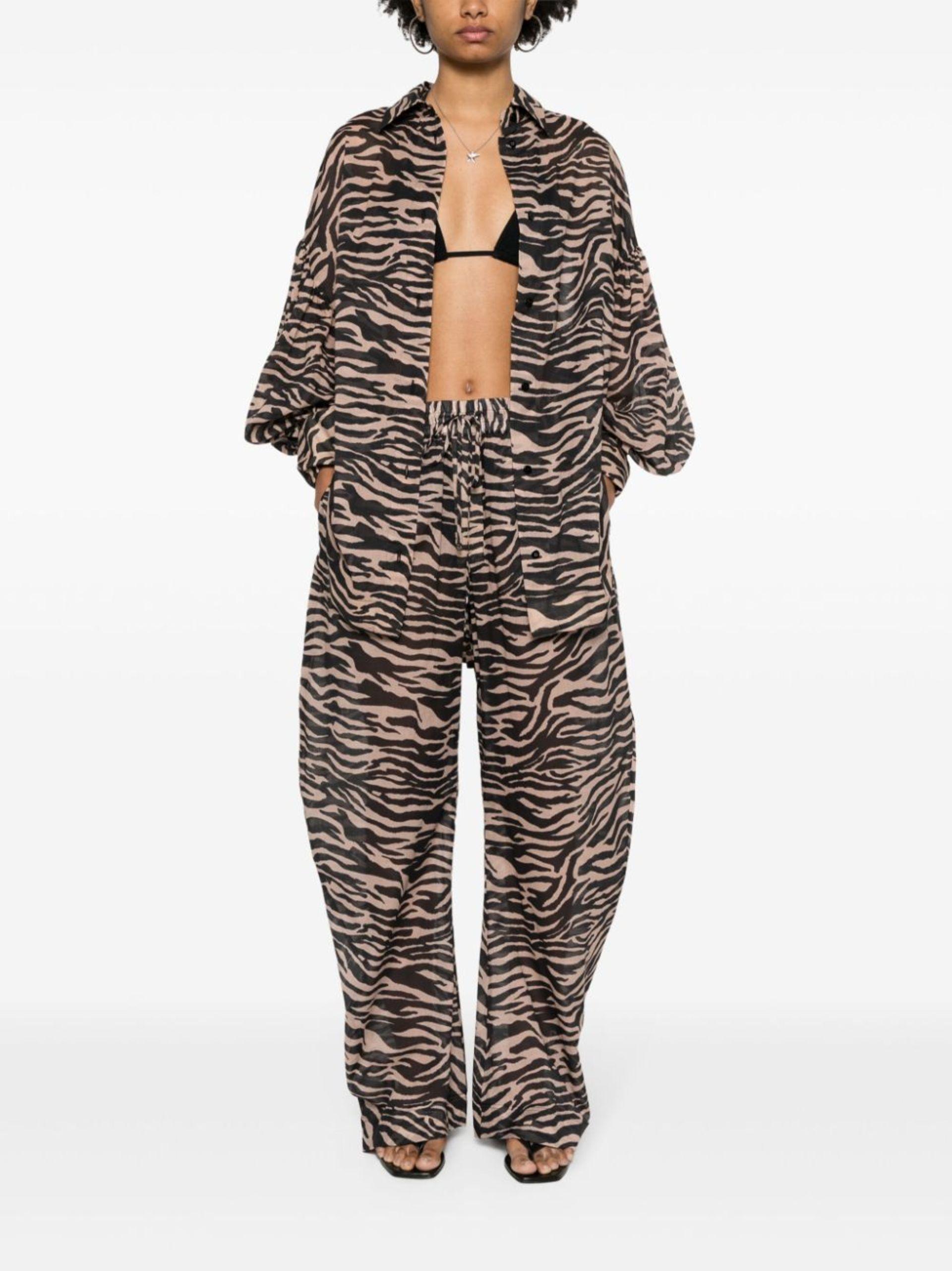 The Attico Black Zebra-print Cotton Trousers | Lyst