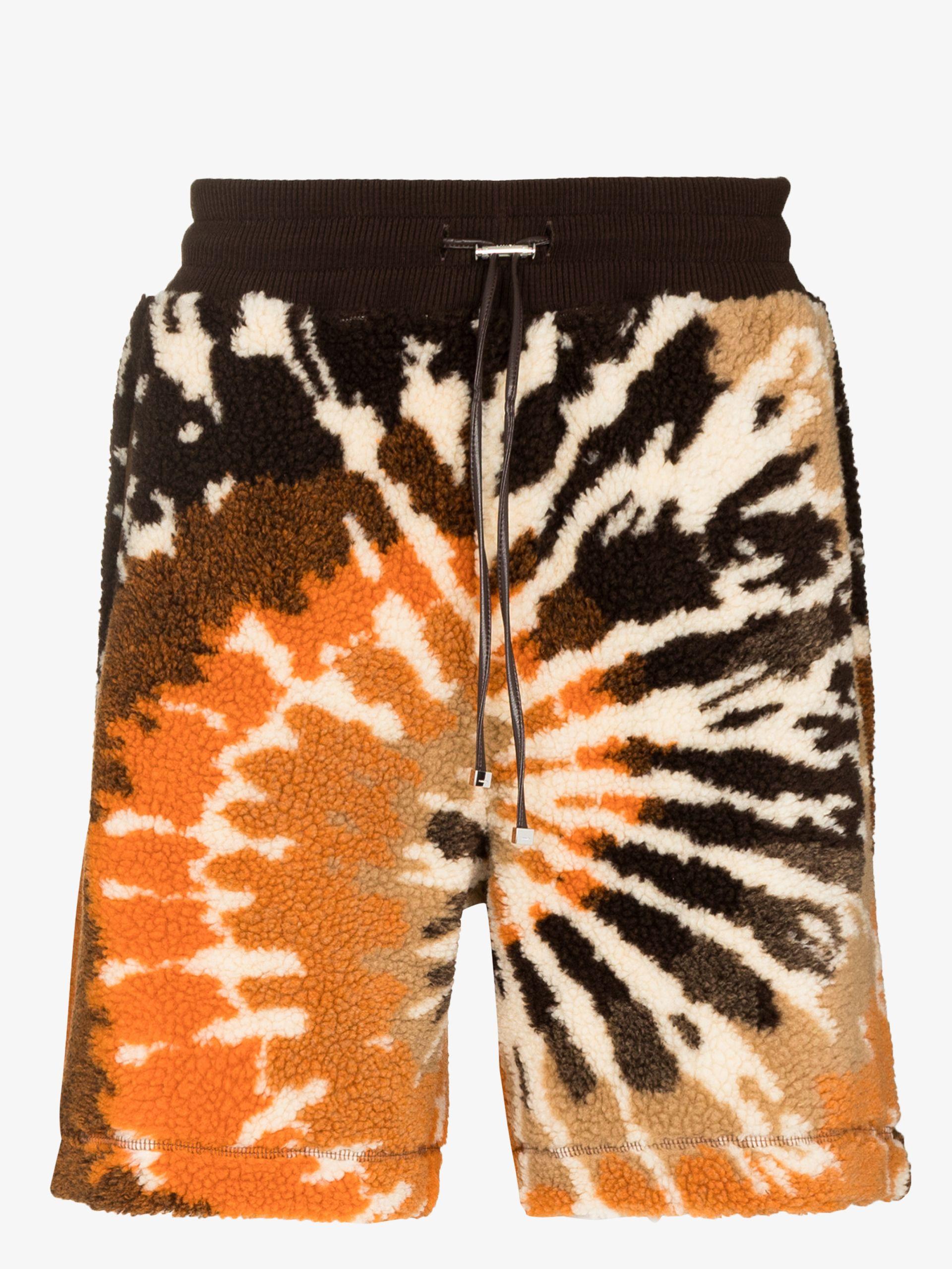 Amiri Tie-dye Fleece Track Shorts in 