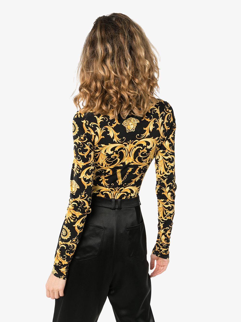Versace Synthetic Baroque-print Bodysuit in Black - Lyst