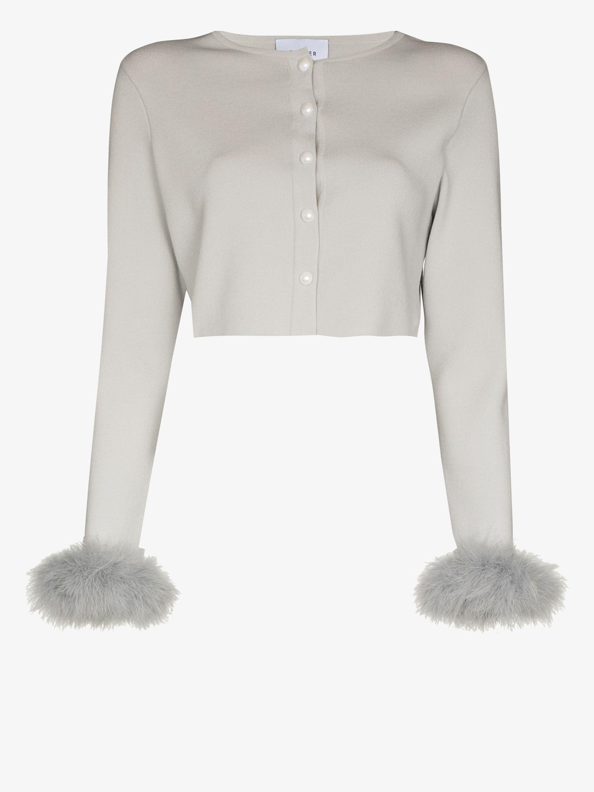 Sleeper Feather Cuff Cardigan in Grey 