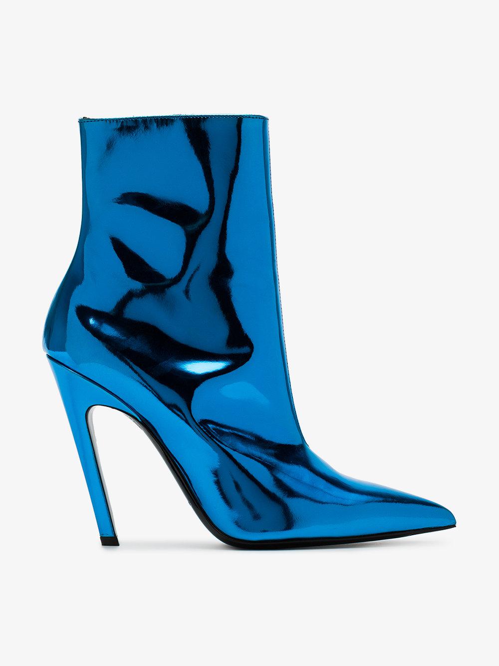 metallic blue booties