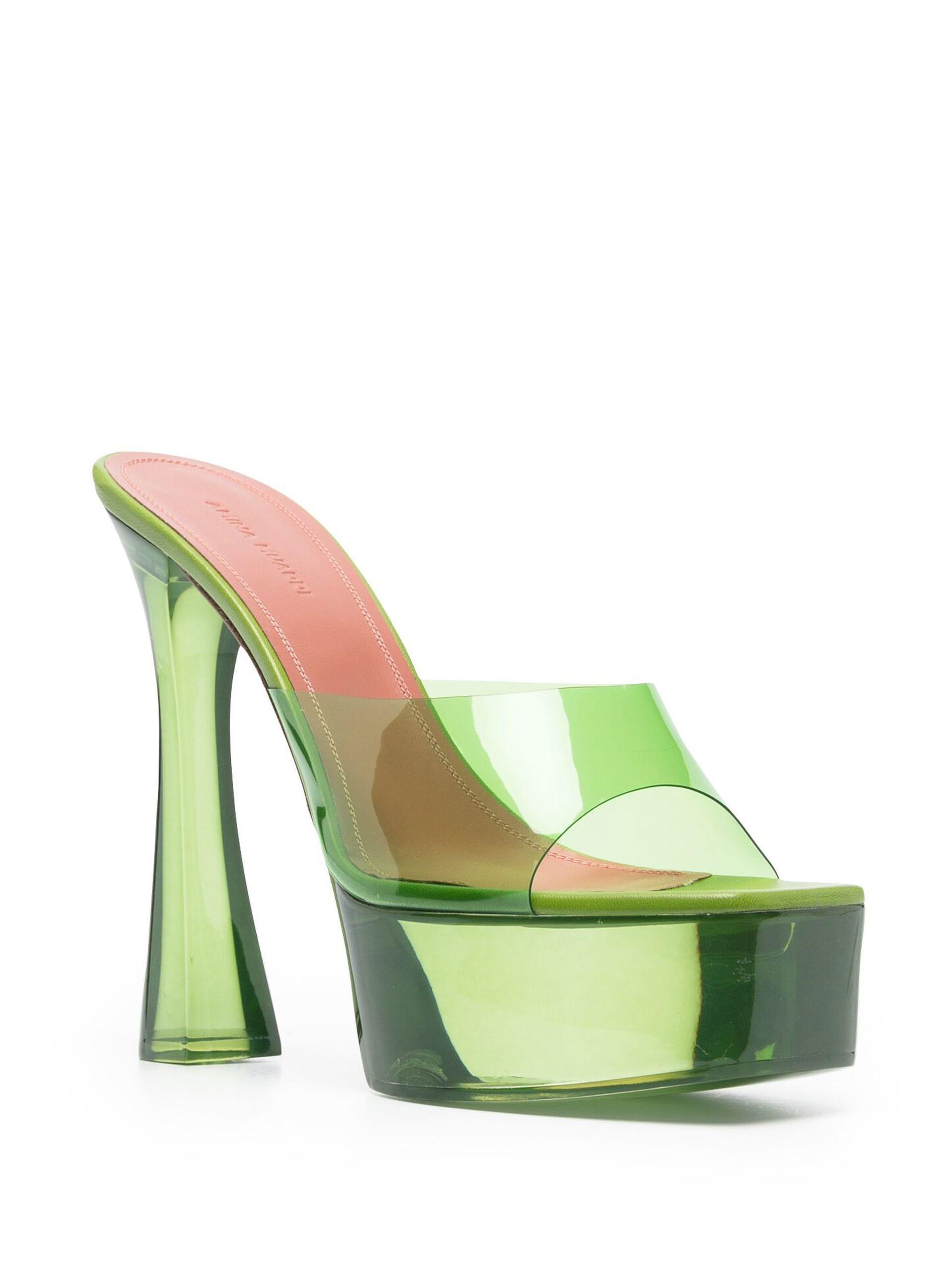 AMINA MUADDI Dalida Glass 140 Platform Sandals in Green | Lyst