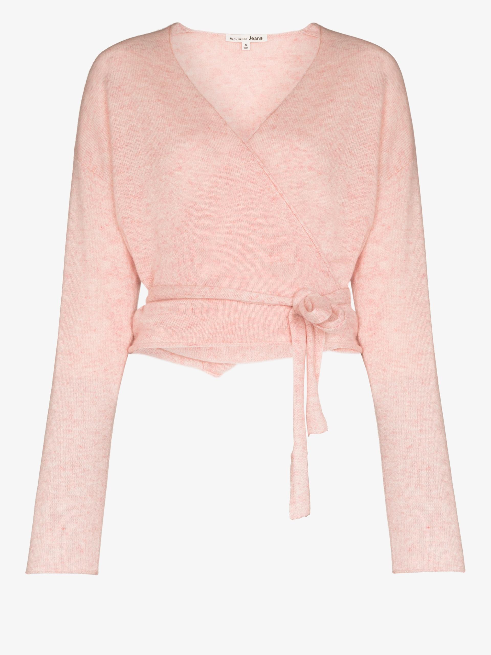 Reformation Cashmere Wrap Cardigan in Pink | Lyst