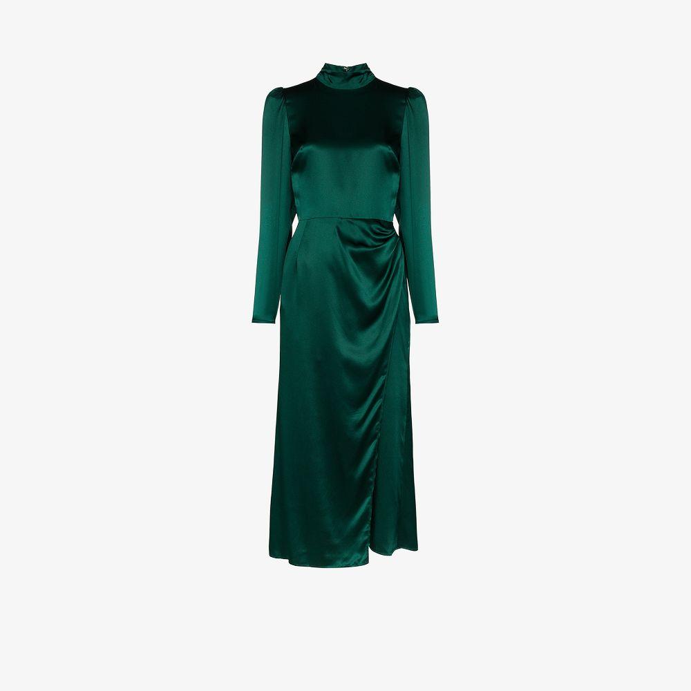 silk midi dress long sleeve