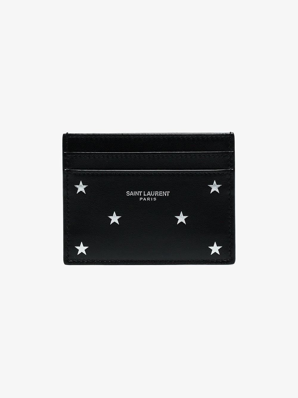 Saint Laurent Black Star-print Leather Card Holder for Men