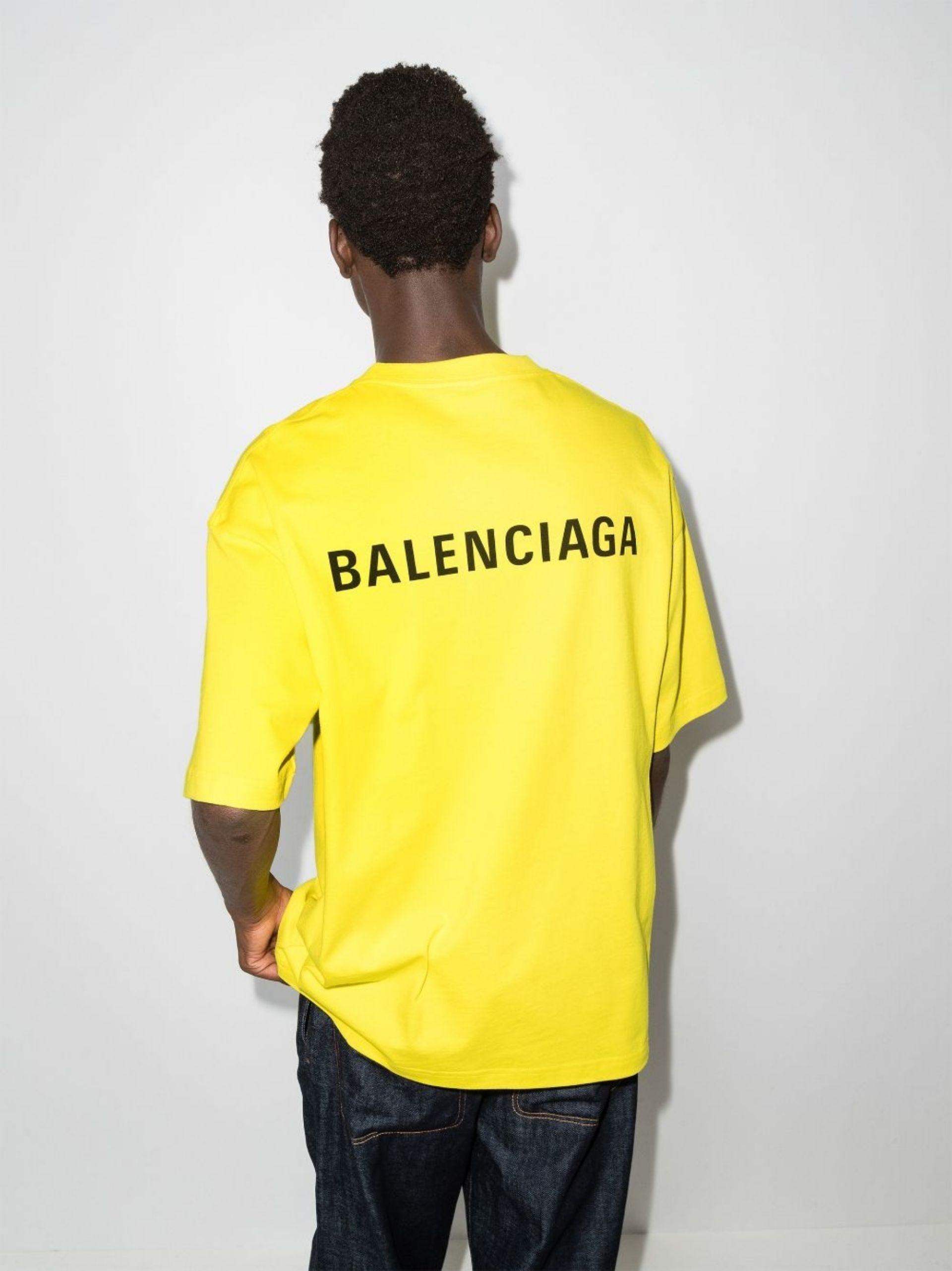Balenciaga Logo Print Cotton T-shirt in Yellow for Men | Lyst