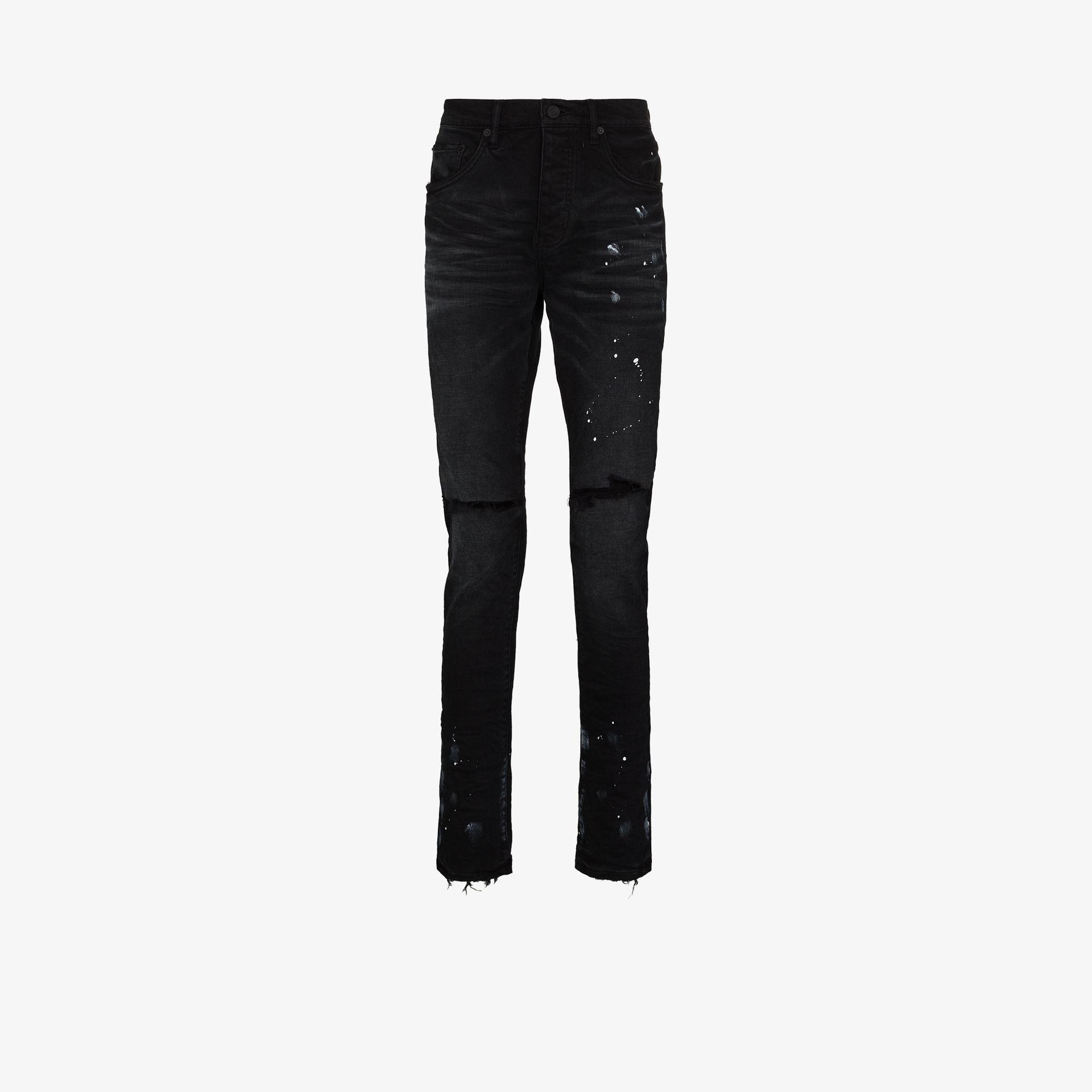 Purple Brand Denim P001 Resin Knee Slit Skinny Jeans in Black for Men ...