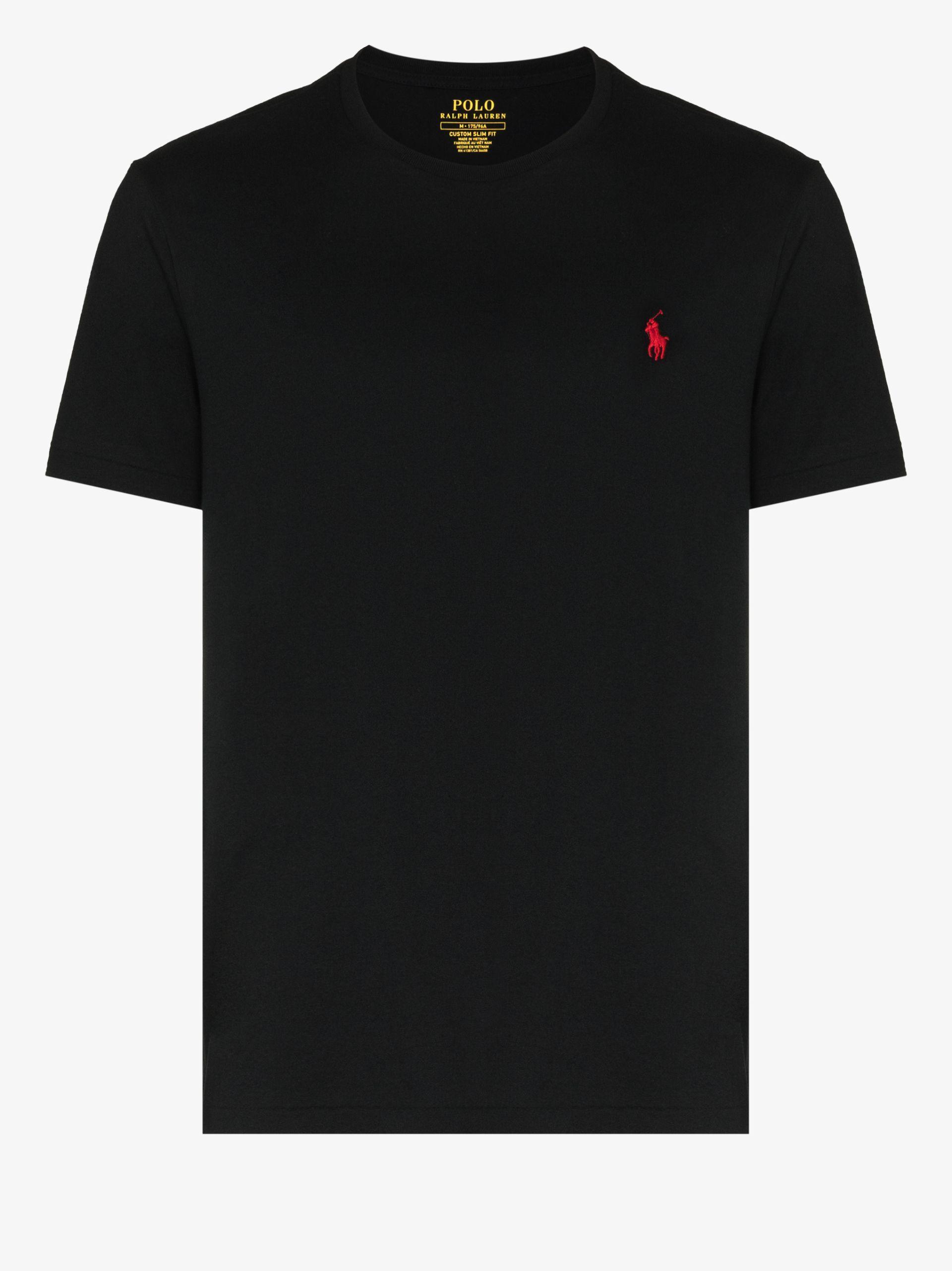 Polo Ralph Lauren Embroidered Logo Cotton T-shirt in Black for Men | Lyst
