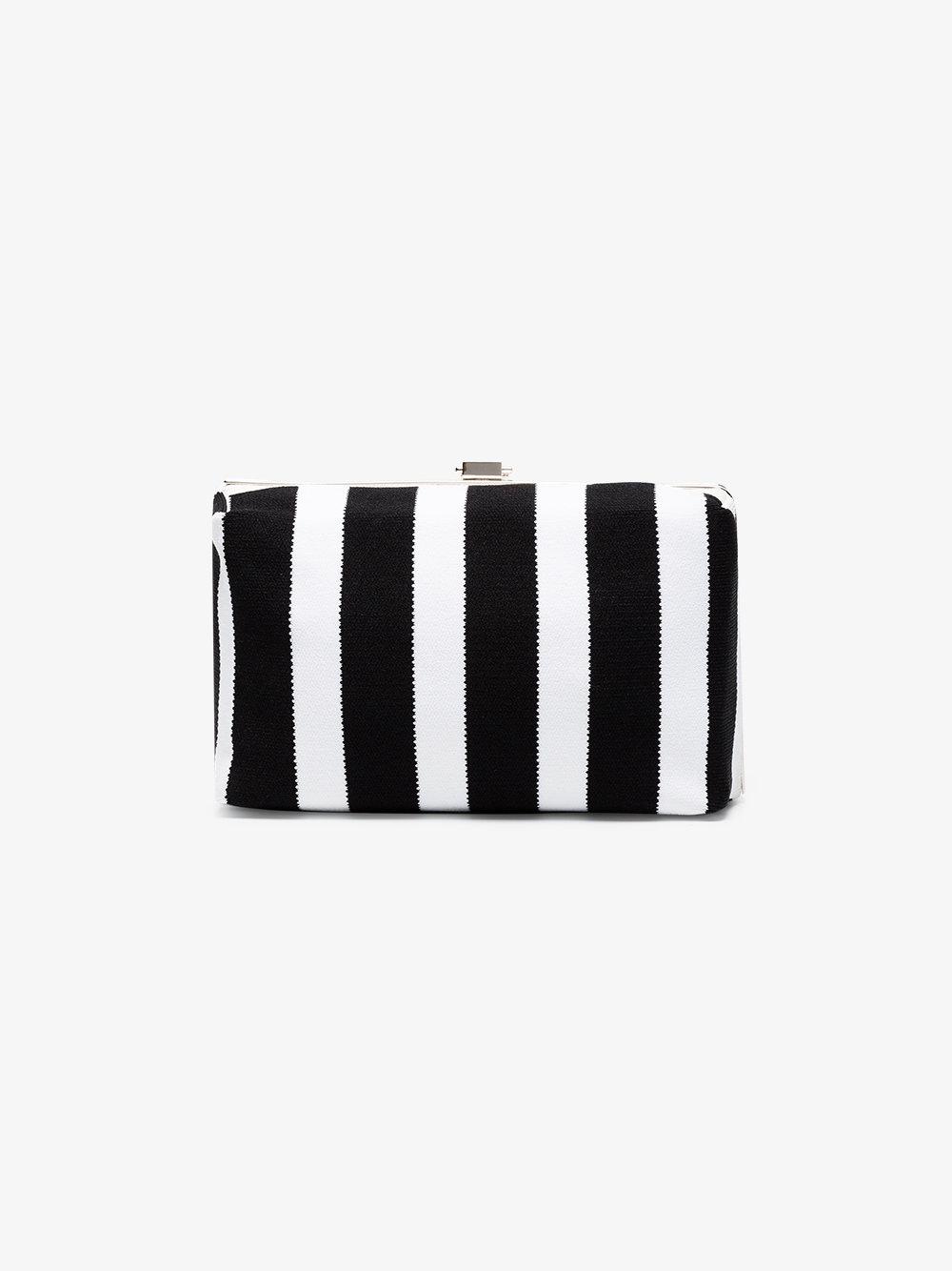 black and white striped clutch bag