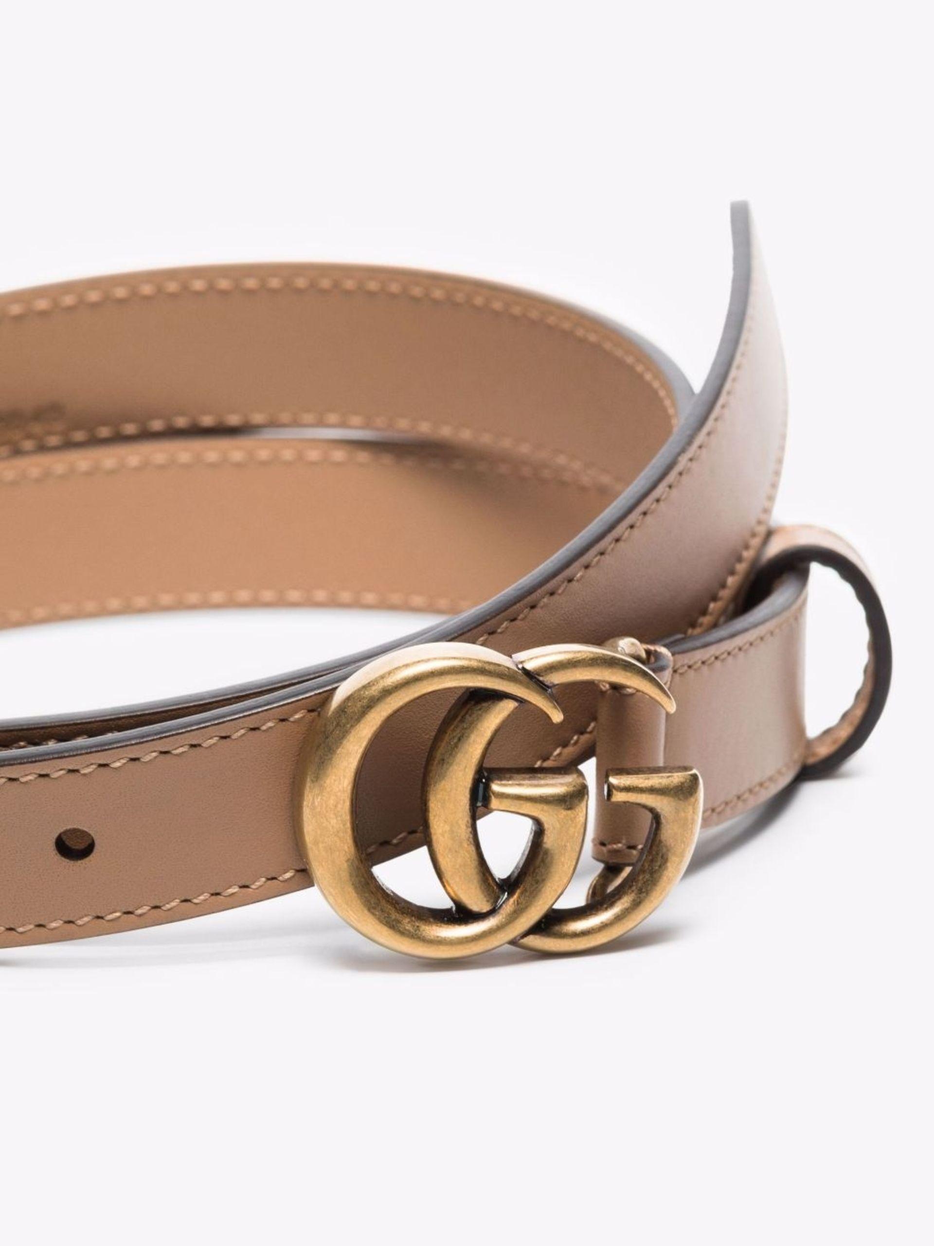 Gucci Neutral Marmont gg Leather Belt | Lyst