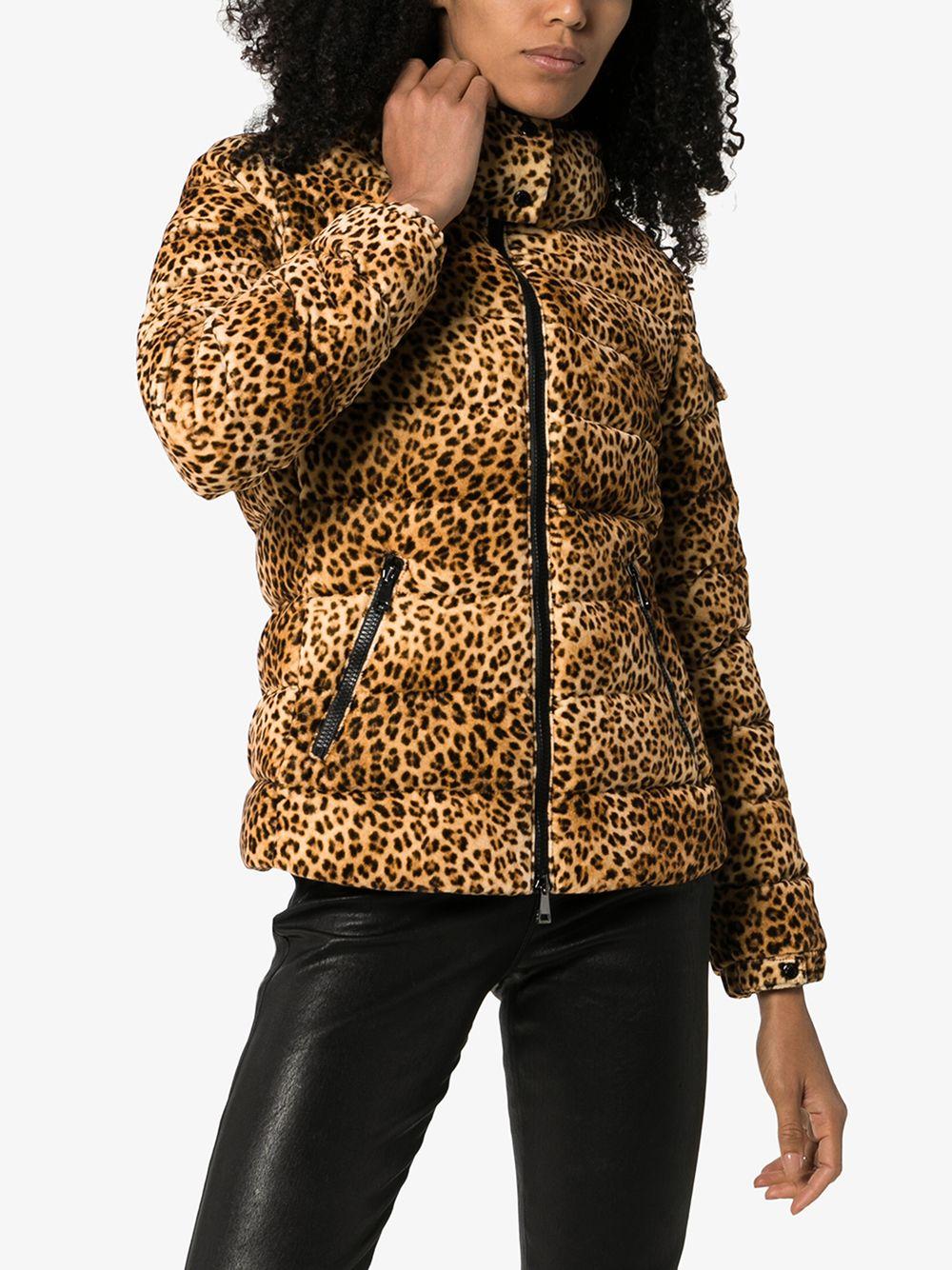 Moncler Synthetic Bady Leopard Print Down Coat in Brown - Save 31% | Lyst