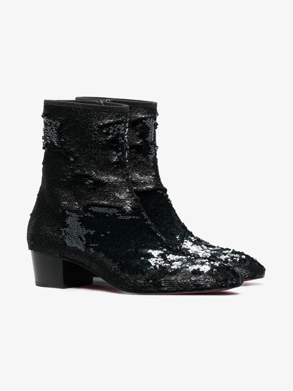louboutin sequin boots