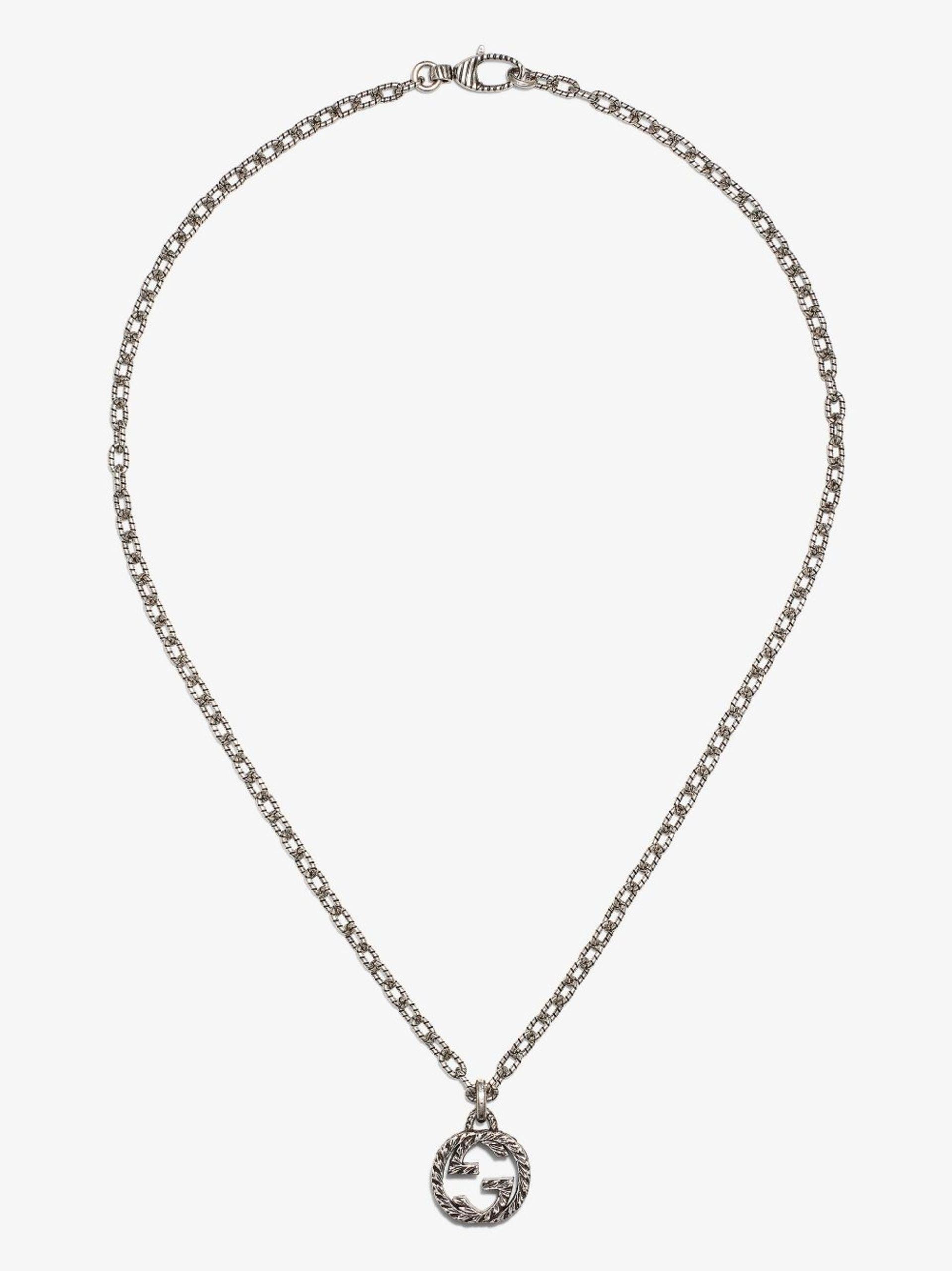 Gucci Sterling Silver Interlocking G Pendant Necklace in Natural