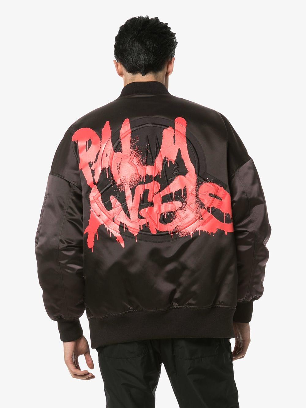 Moncler Genius Synthetic Black X Palm Angels Spray-paint Logo Bomber Jacket  for Men | Lyst