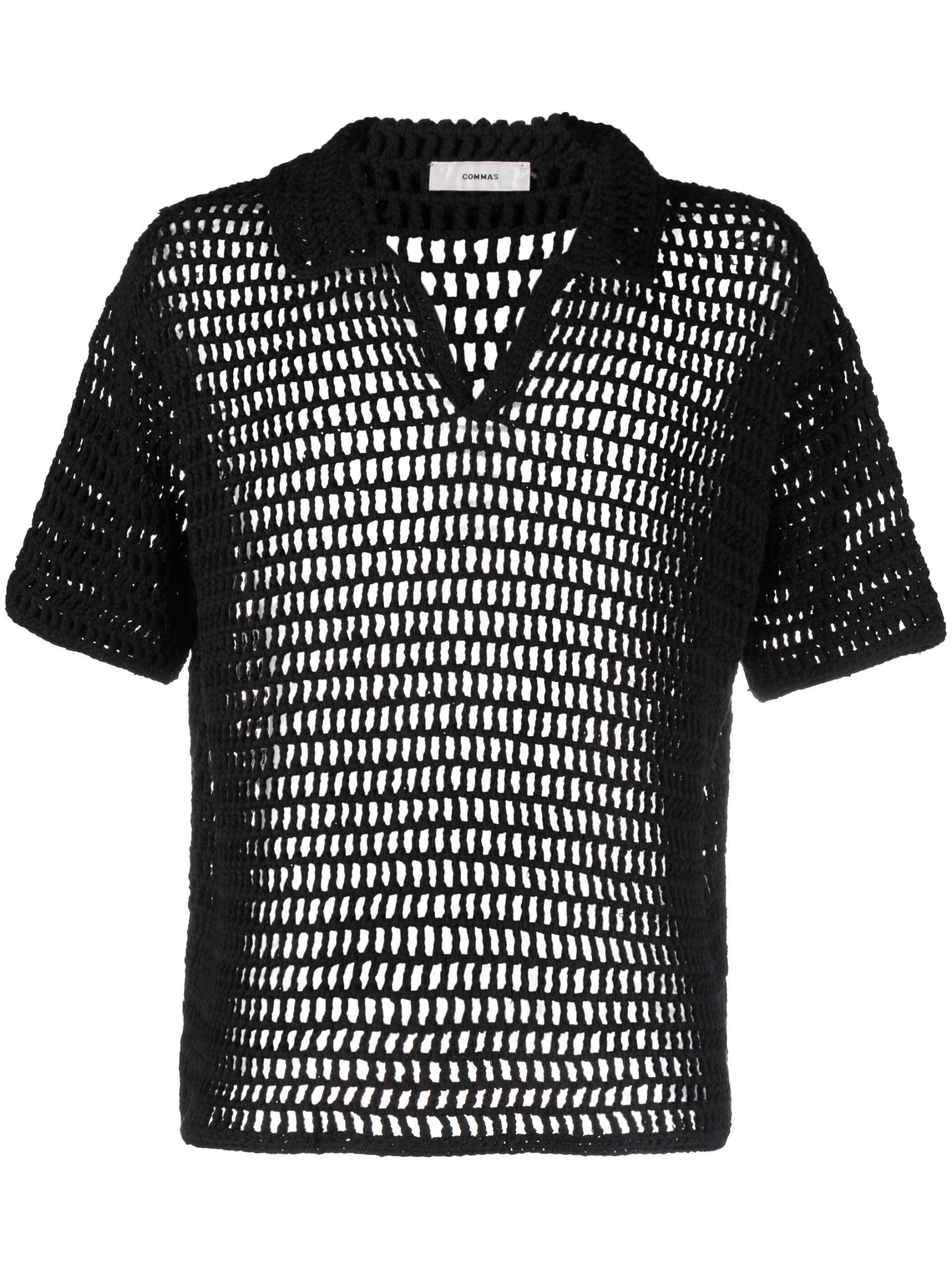 Commas Crochet Polo Shirt in Black for Men | Lyst UK