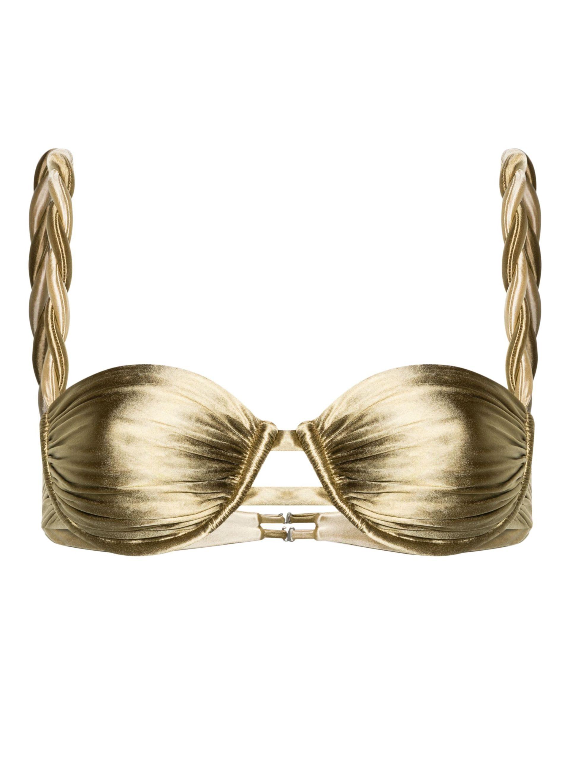 Isa Boulder Gold Balconette Metallic Bikini Top - Women's -  Polyester/nylon/spandex/elastane in Natural
