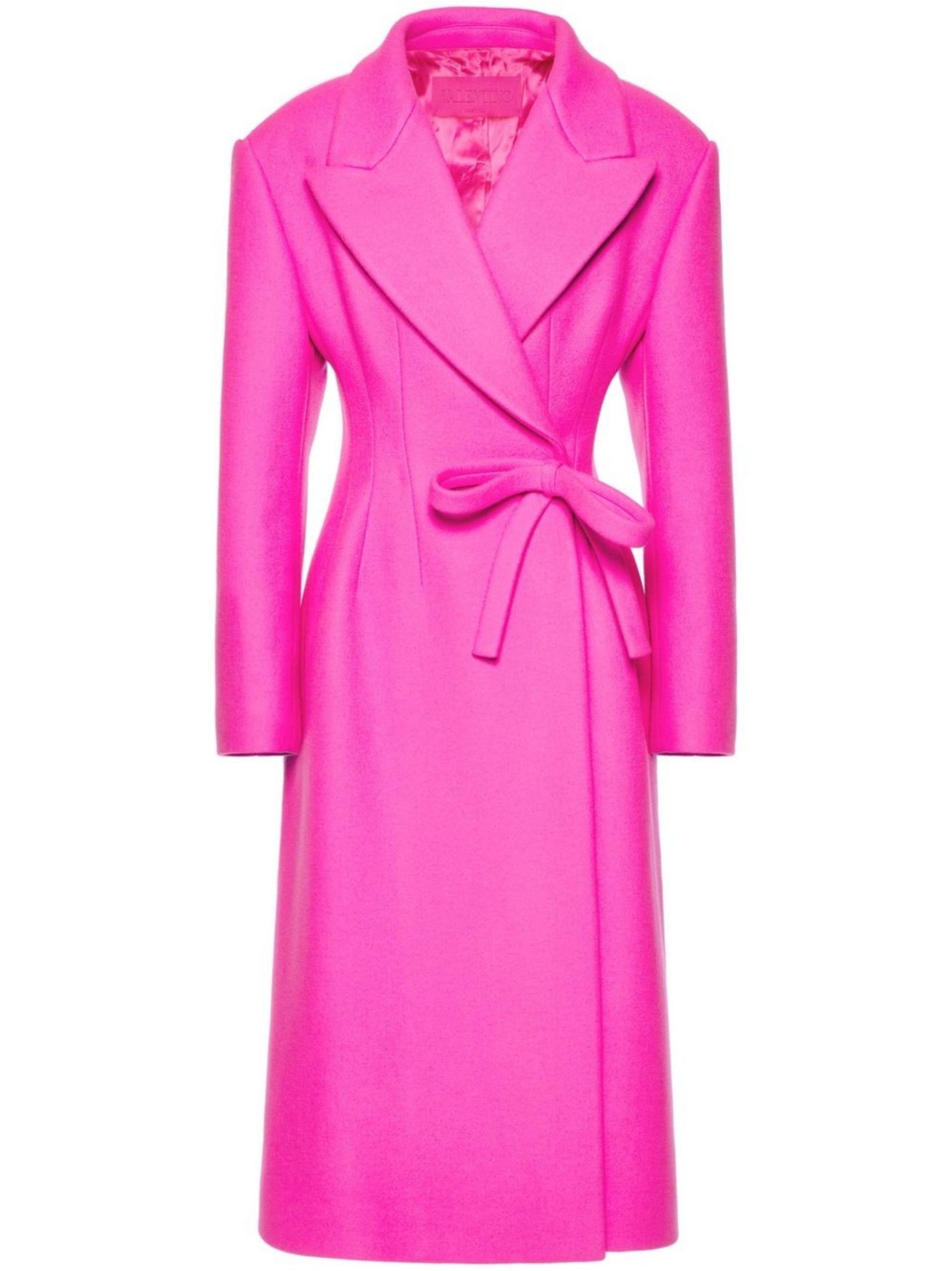 Valentino Pink Bow Detail Wrap Coat - Women's - Polyamide/cupro/virgin ...