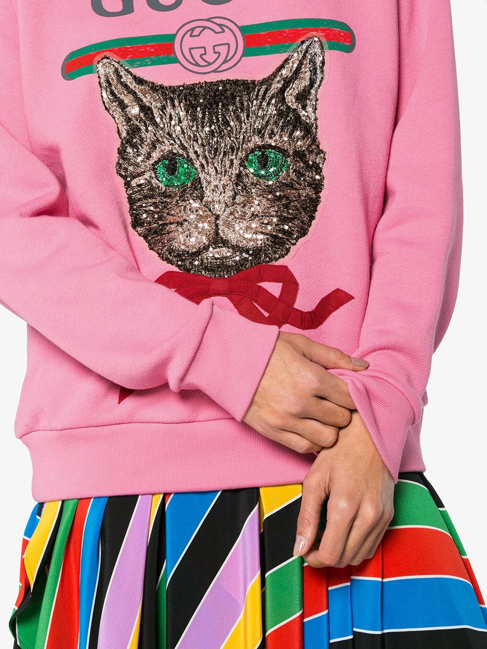 Gucci Cat Sweatshirt in Pink Lyst