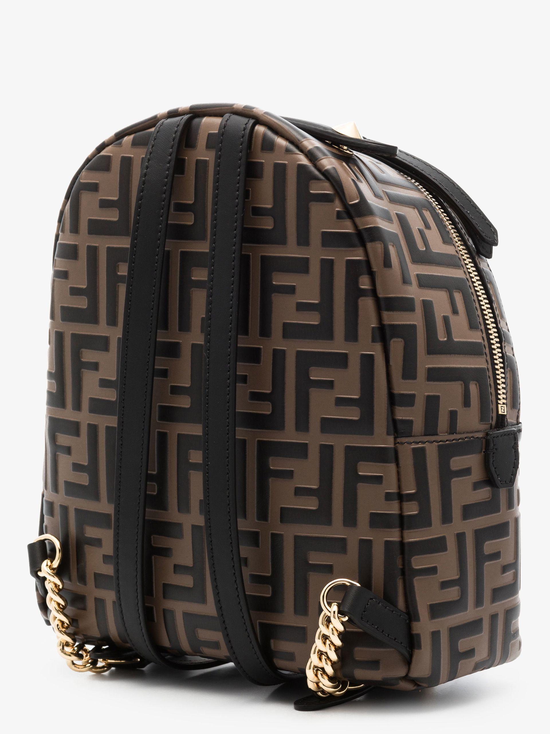 Fendi Brown x Black Monogram FF Roll Tote Bag Leather ref.421877
