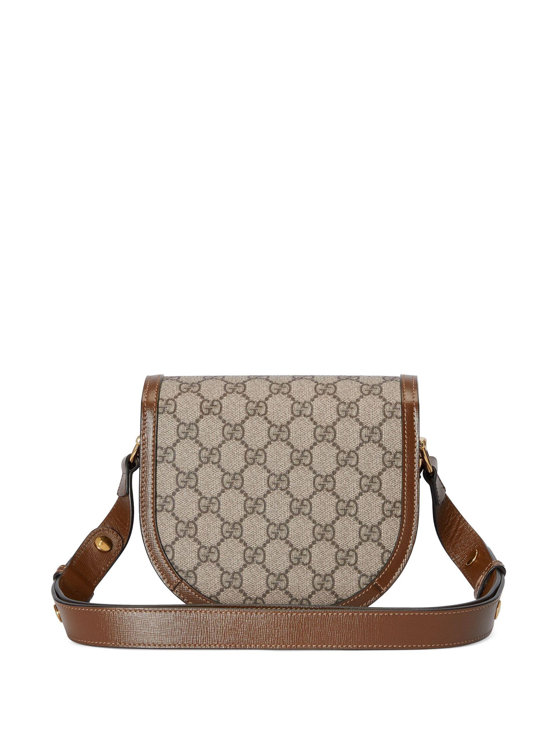 GUCCI Horsebit 1955 small leather-trimmed printed coated-canvas shoulder bag