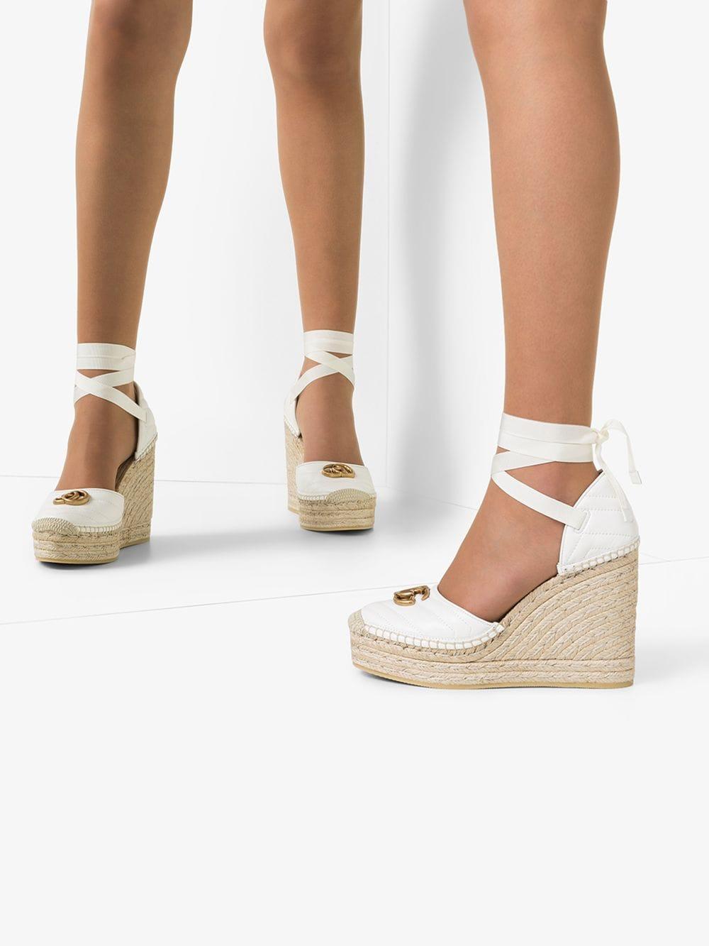 Gucci Pilar 120mm Quilted Leather Espadrilles in White | Lyst