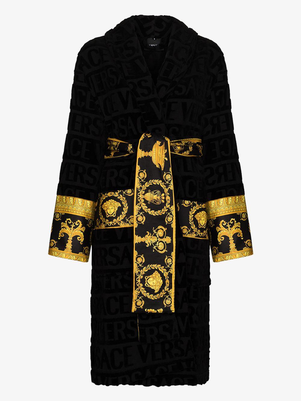 Versace Baroque Print Cotton Robe in Black - Lyst