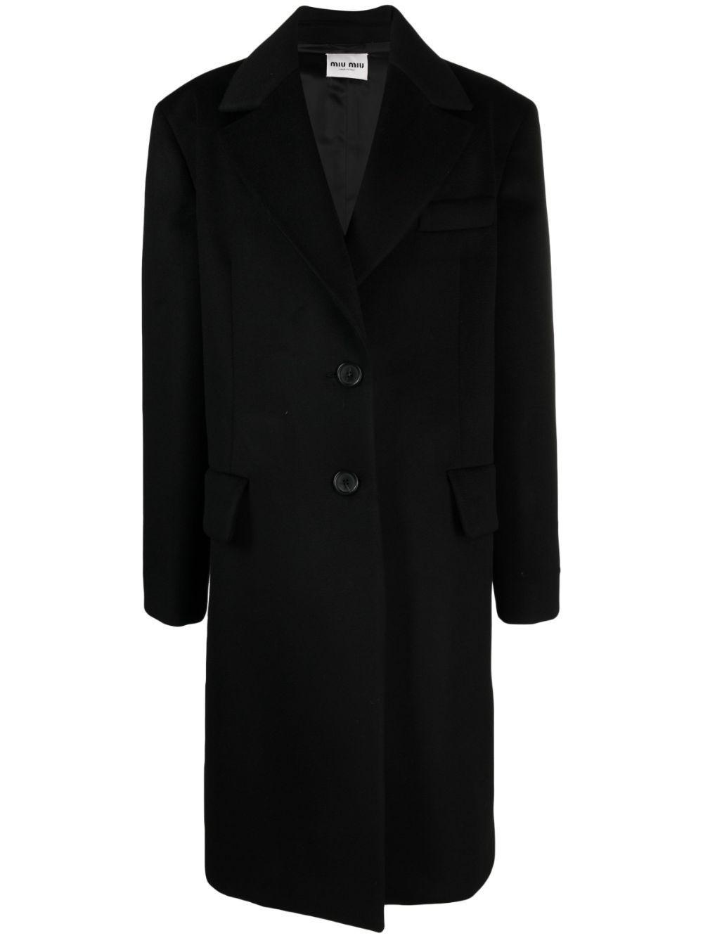 MIU MIU | BLACK SINGLE-BREASTED VELOUR COAT コート Velvet coat Miu Miu Black size 38 IT in Velvet - 43239813