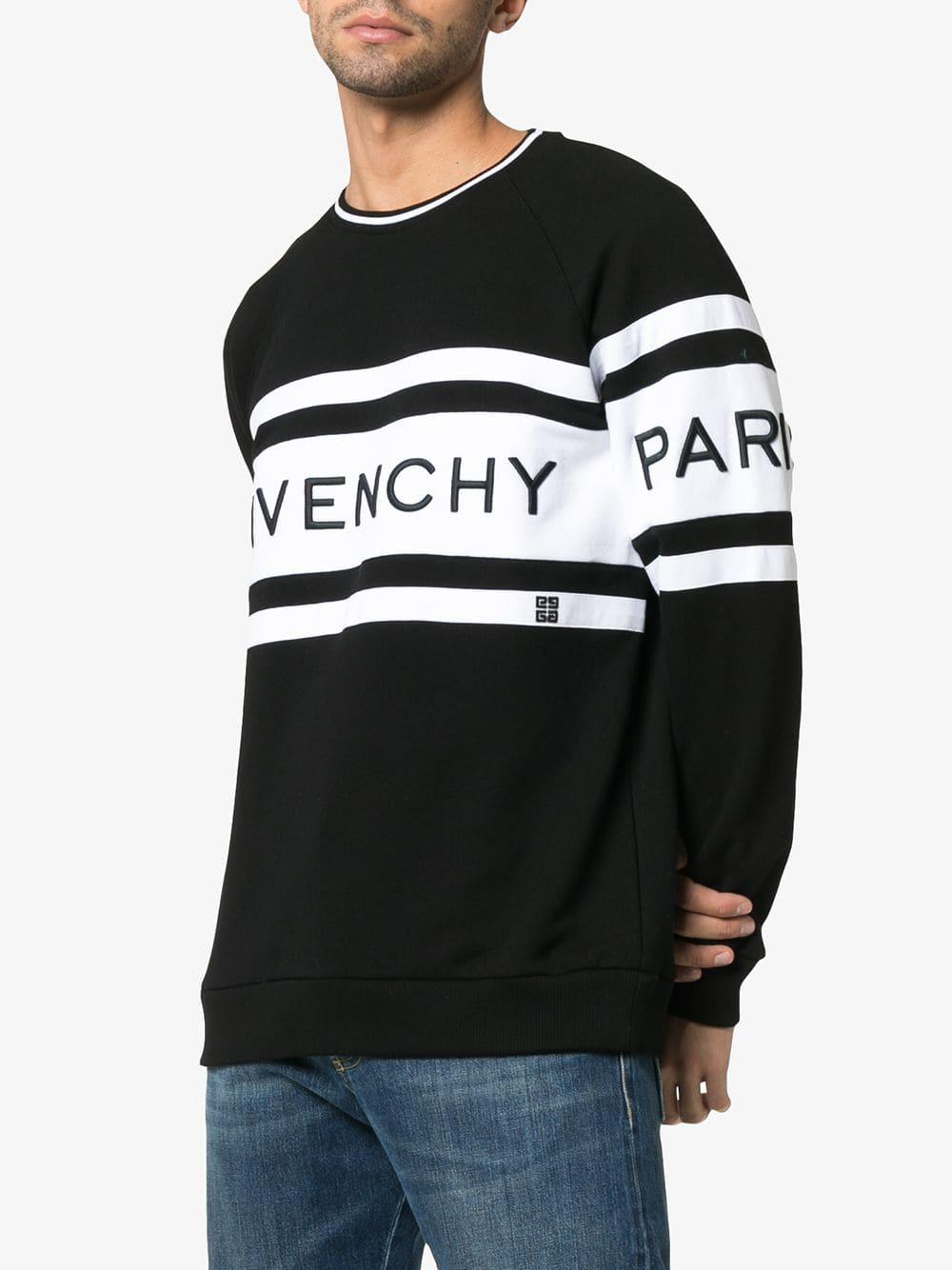 Givenchy Cotton Large Logo Crew Neck Sweater in Black for Men - Lyst