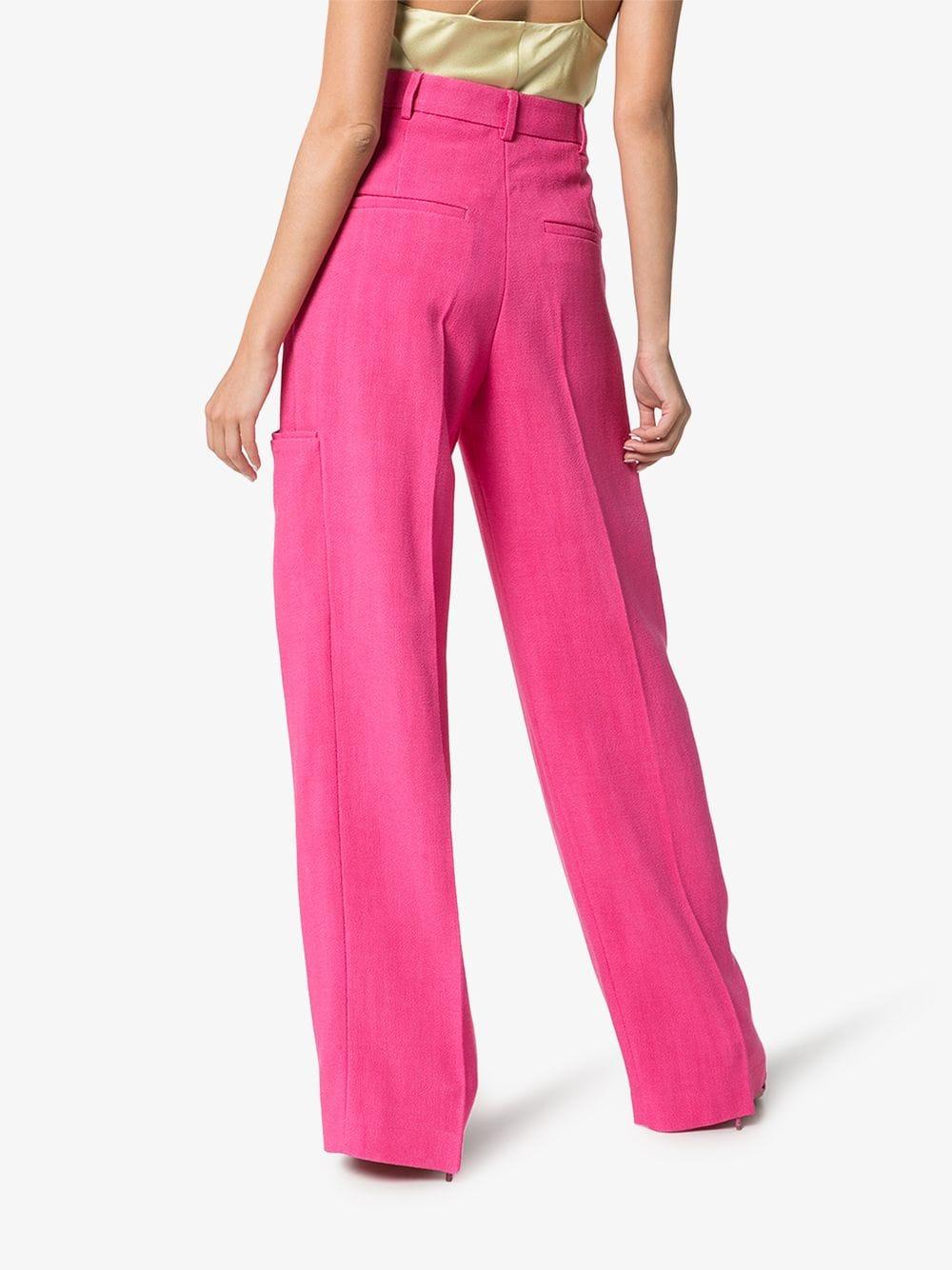 Jacquemus High Waist Wide Leg Trousers in Pink | Lyst