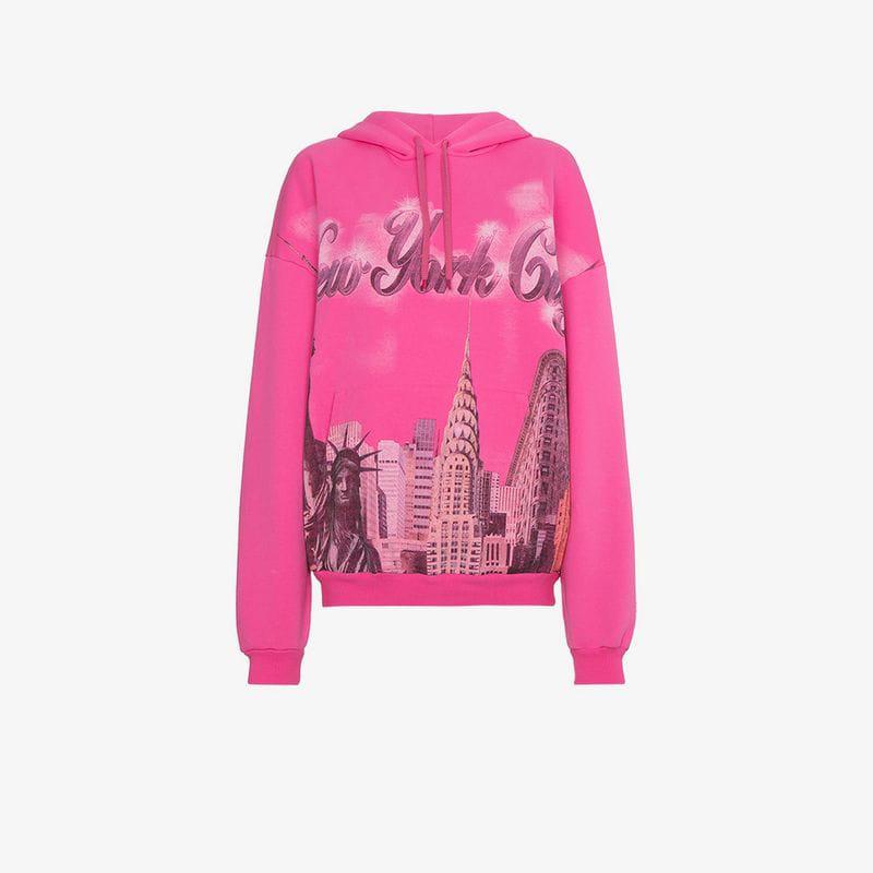 balenciaga pink new york hoodie