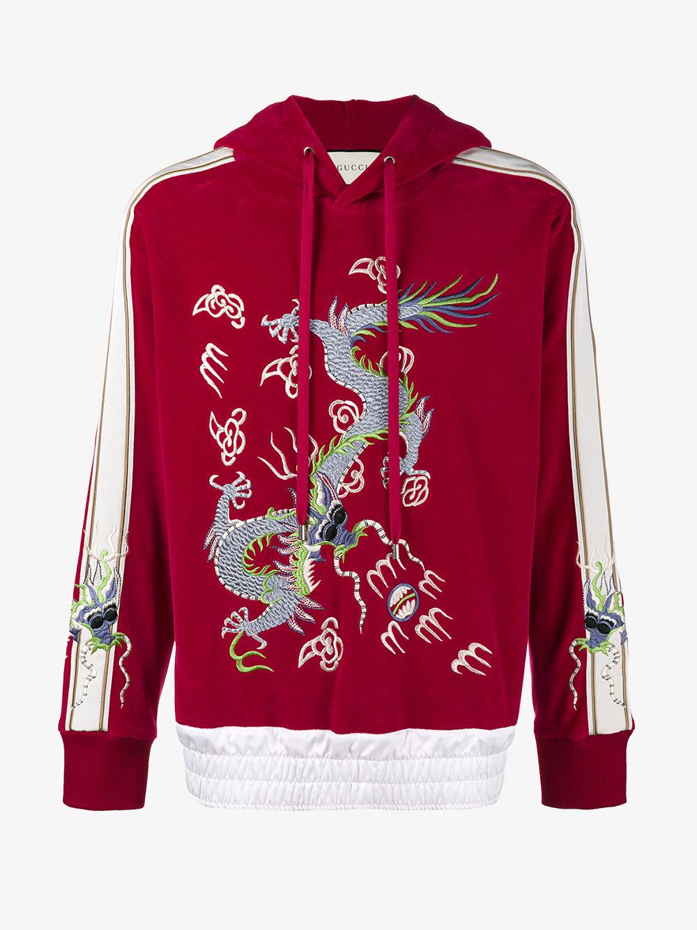 gucci dragon embroidered hoodie