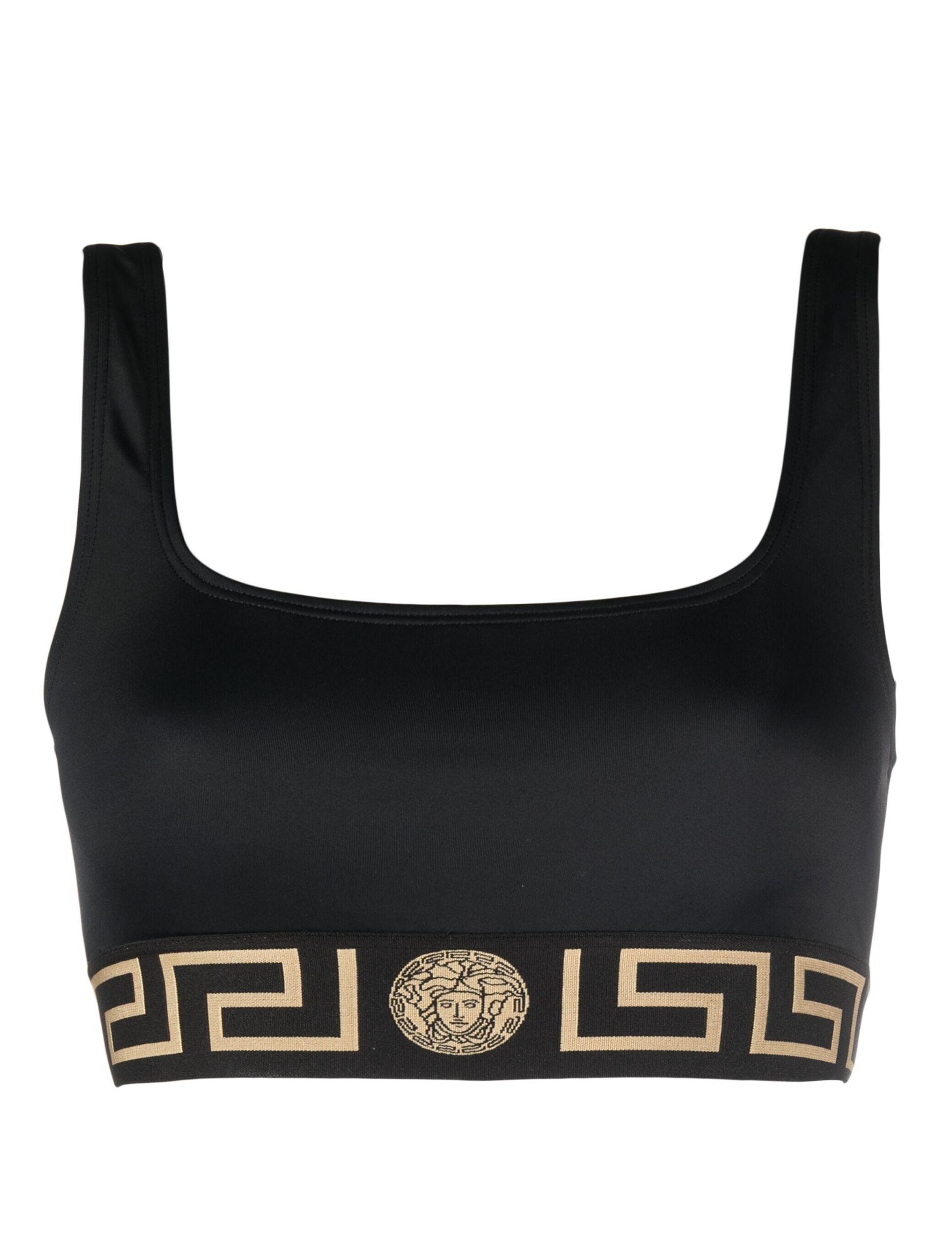 Versace Greca-motif Bikini Top in Black