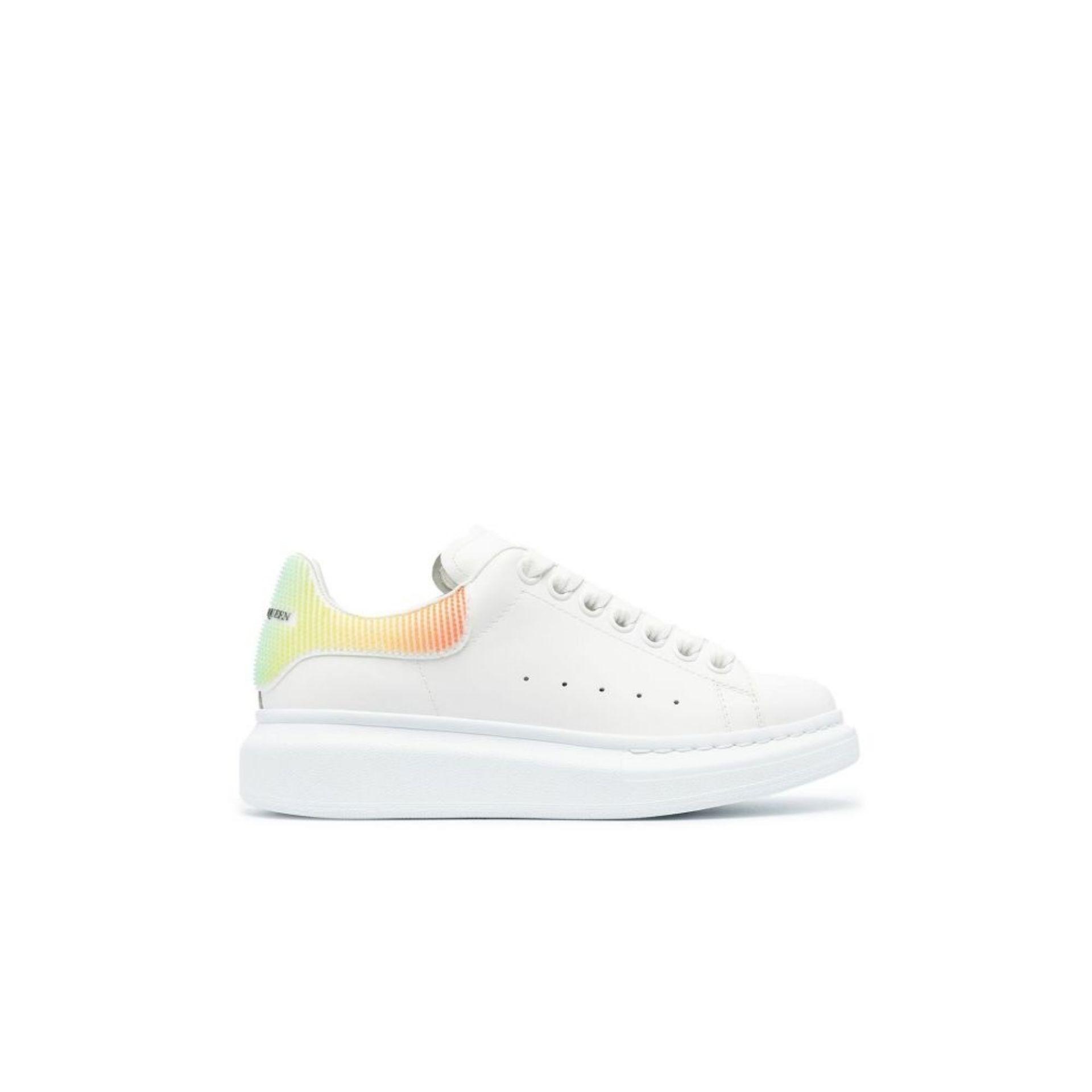 Alexander McQueen Leather Rainbow Lace-up Sneakers in White | Lyst