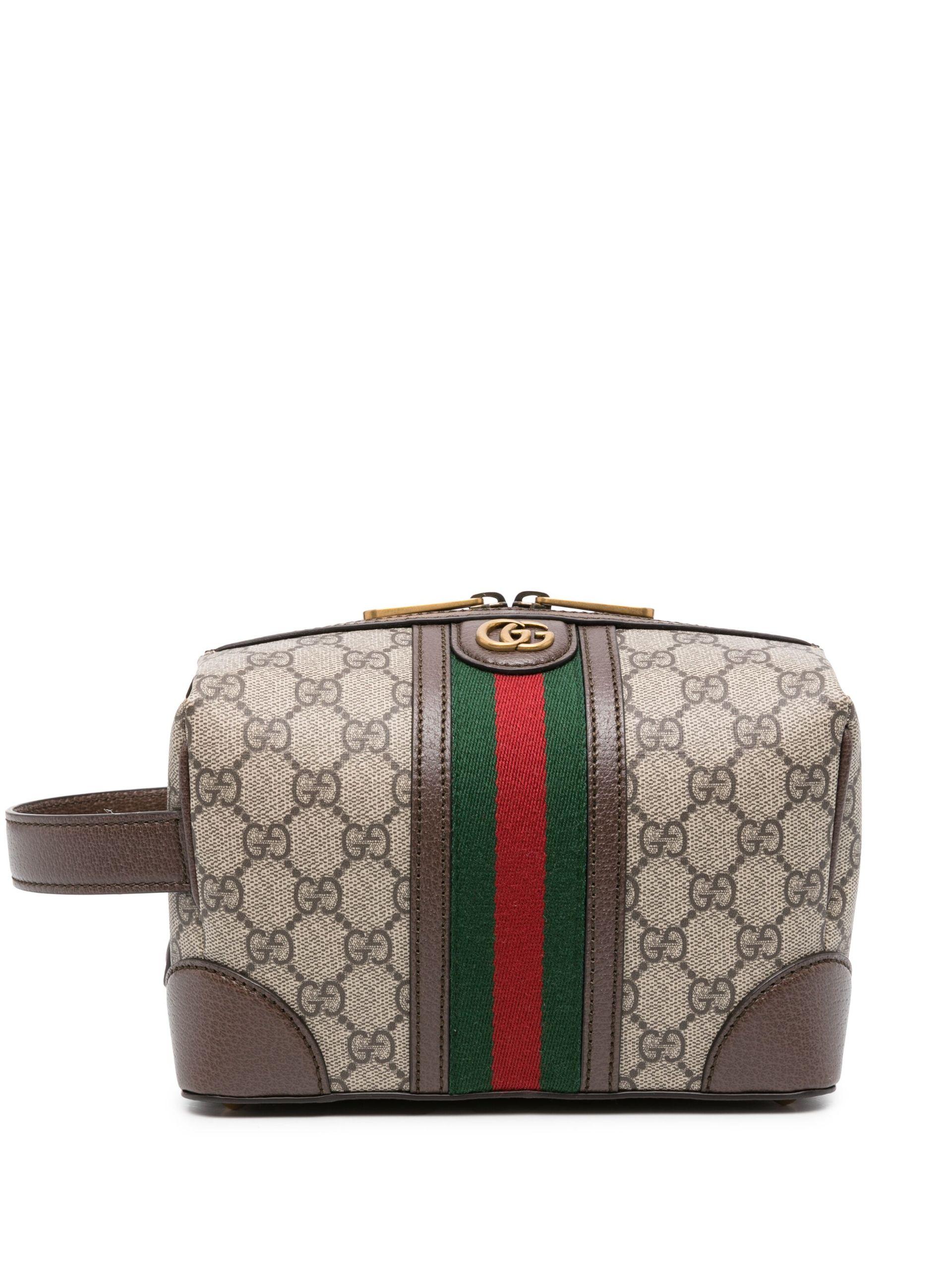 Neutral GG-Supreme mini canvas and leather cross-body bag, Gucci