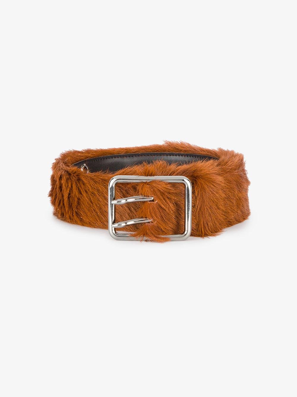 Prada Furry Belt in Brown for Men - Lyst