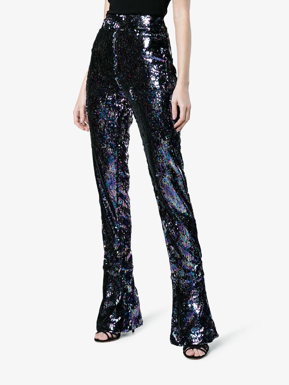 Halpern Synthetic High Waist Sequin Flared Trousers in Black - Save 7% - Lyst