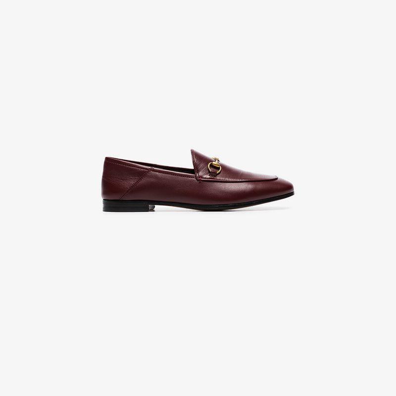 Gucci Burgundy Brixton Leather Loafers in Red Lyst