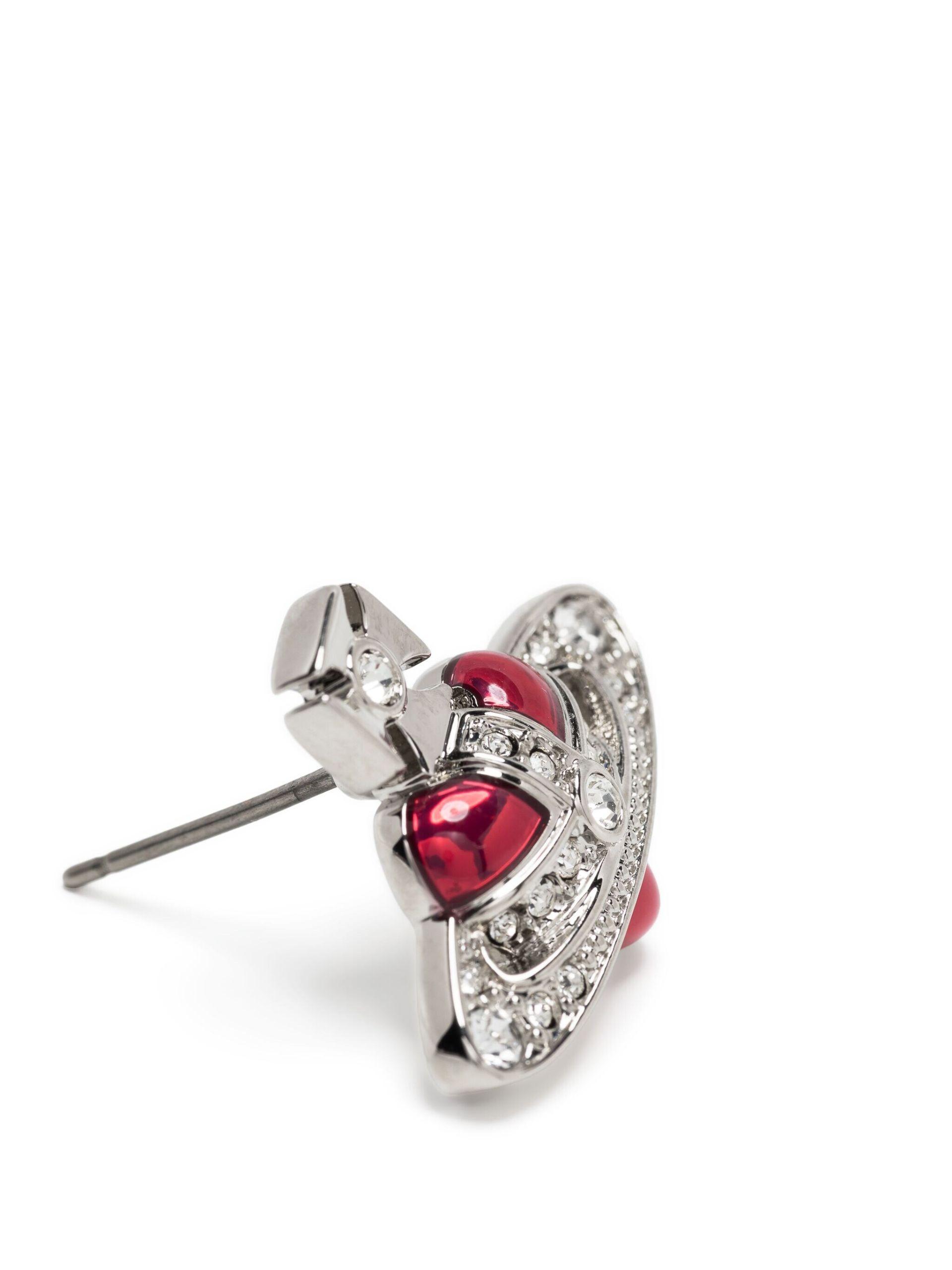 Vivienne Westwood New Diamante Heart Stud Earrings in White