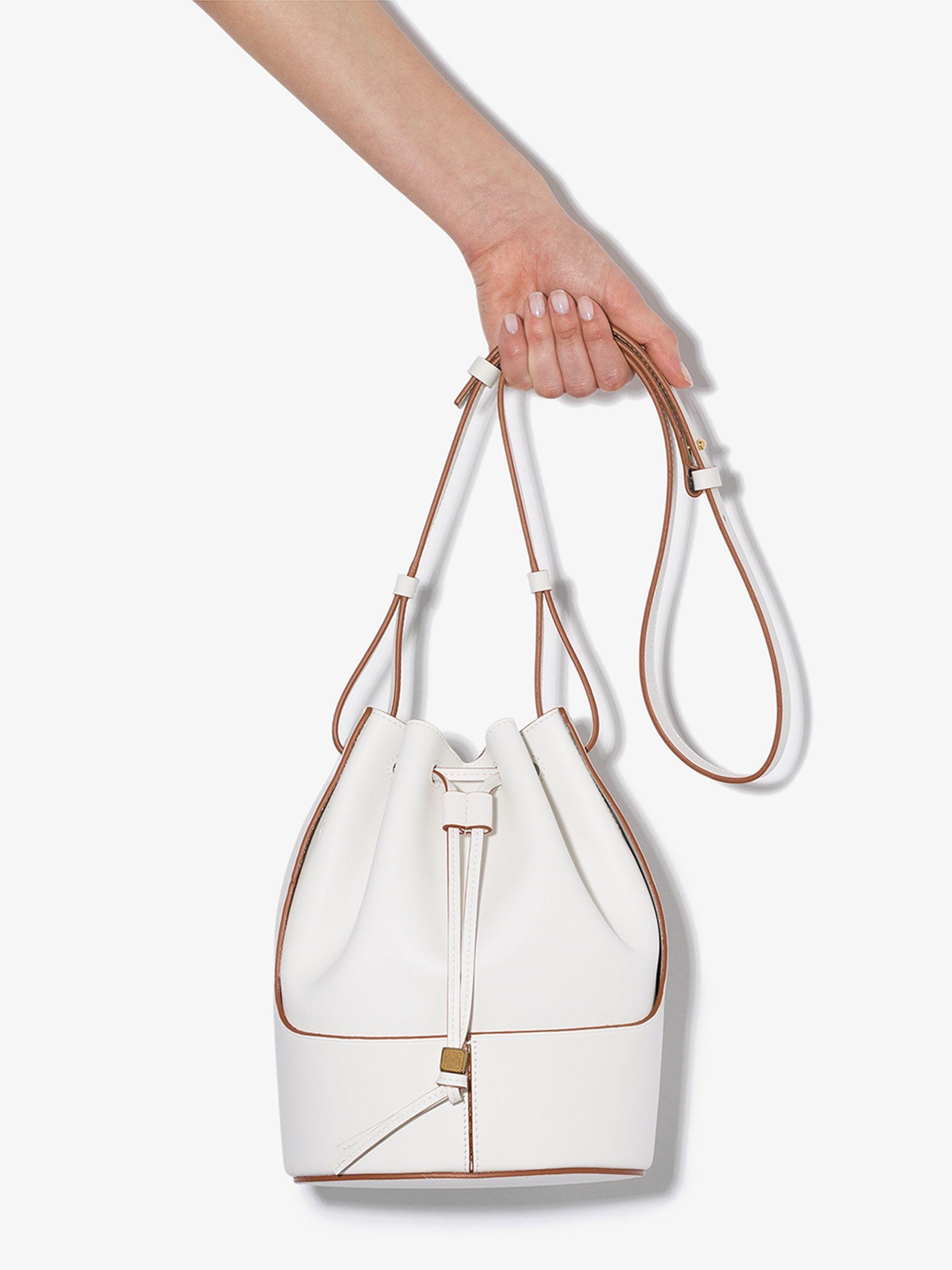 Loewe Balloon Small Leather Shoulder Bag in Soft White (White 
