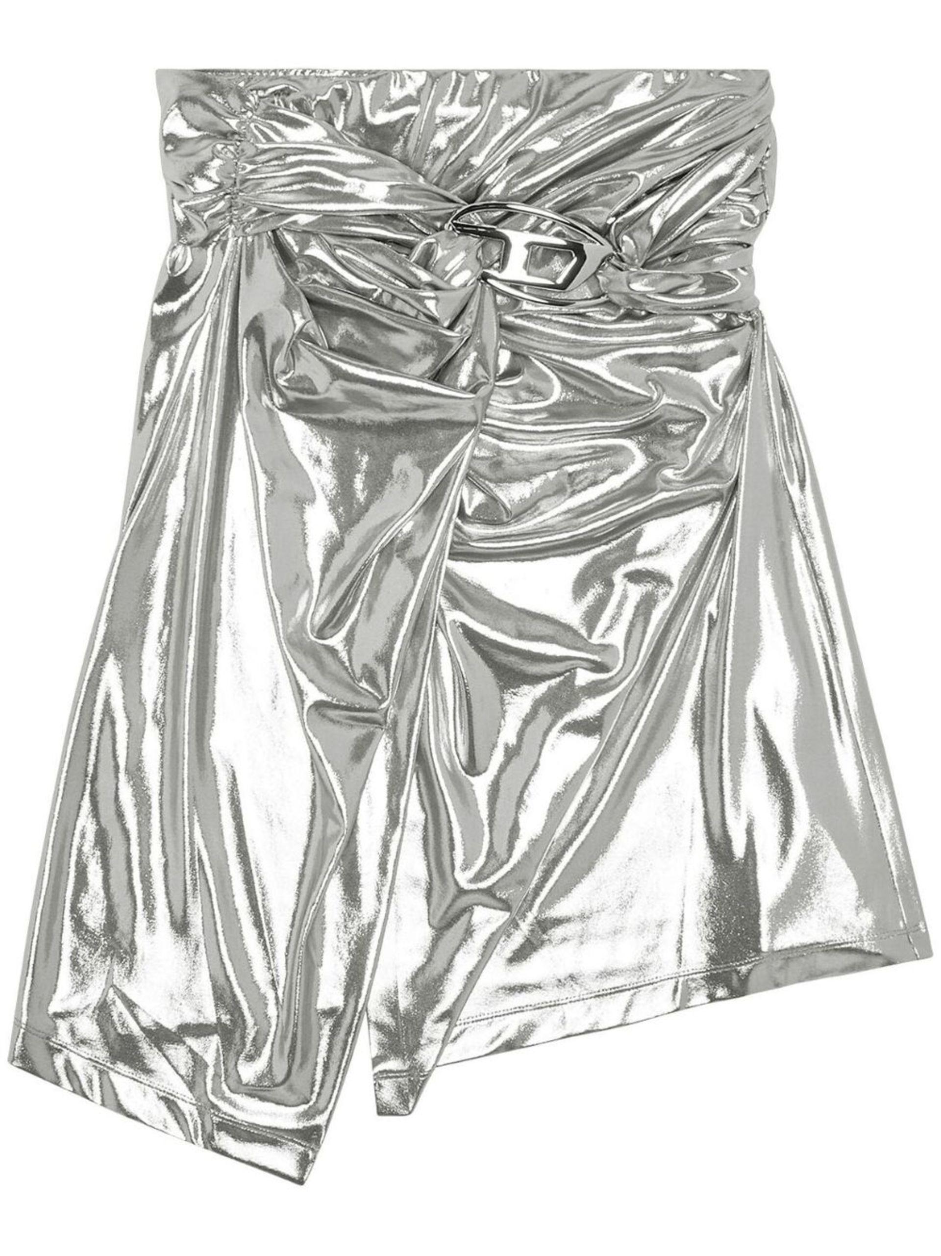 DIESEL O-melt Draped Midi Skirt in Metallic | Lyst